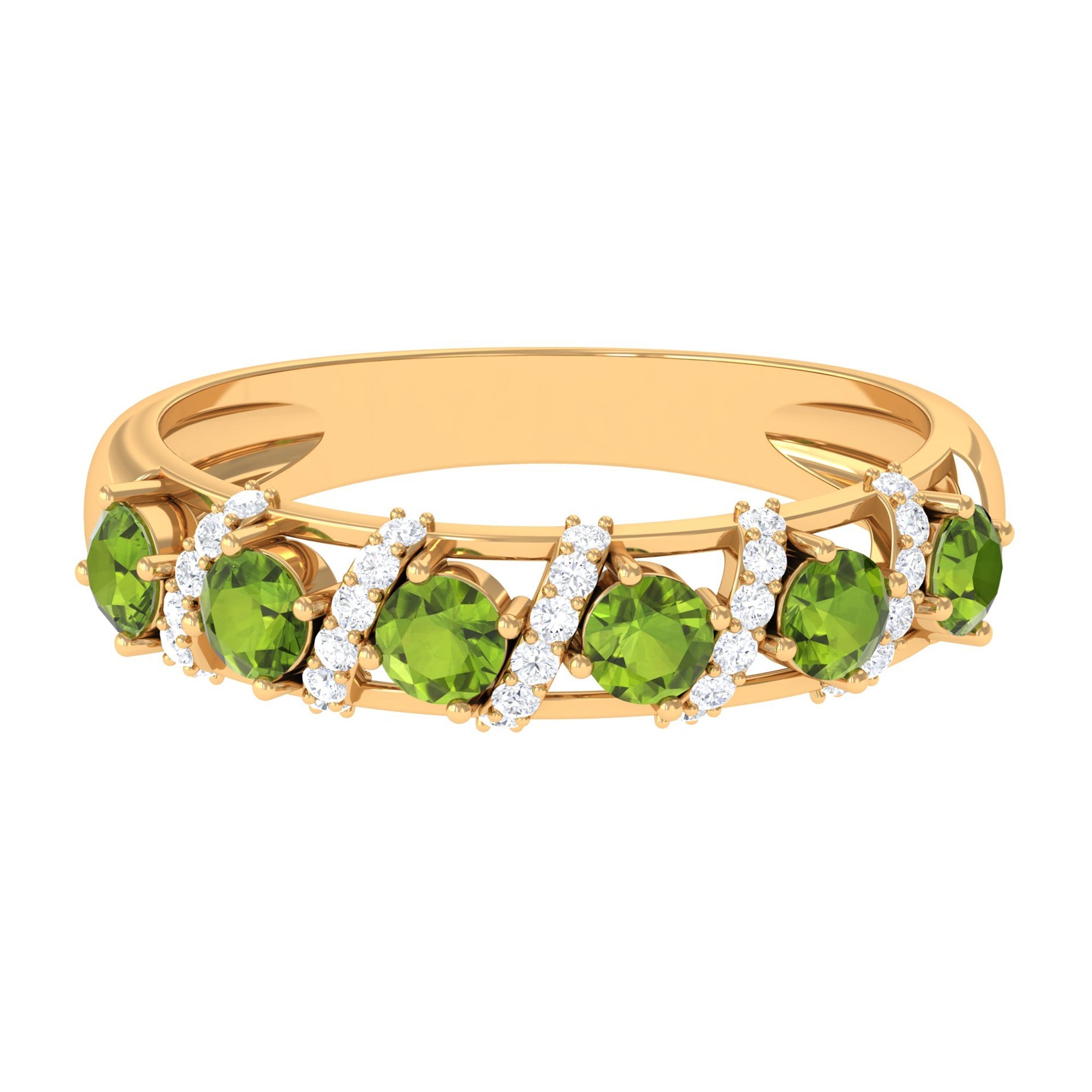 Anniversary Ring – Designer Peridot Ring with Diamond, AAA Quality Gemstones