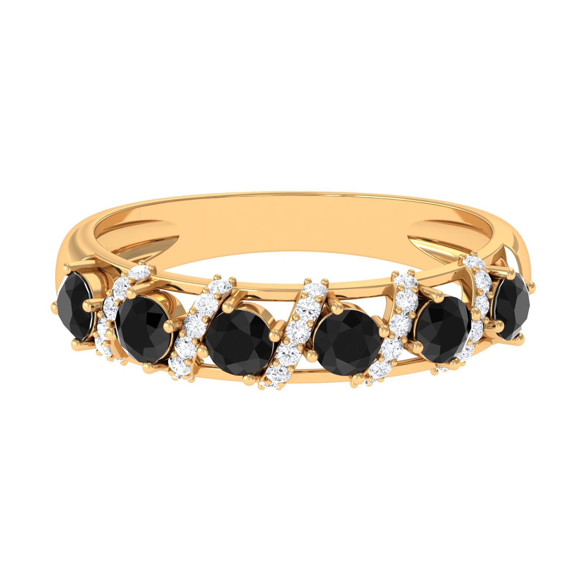 Black Spinel Designer Anniversary Band with Diamond