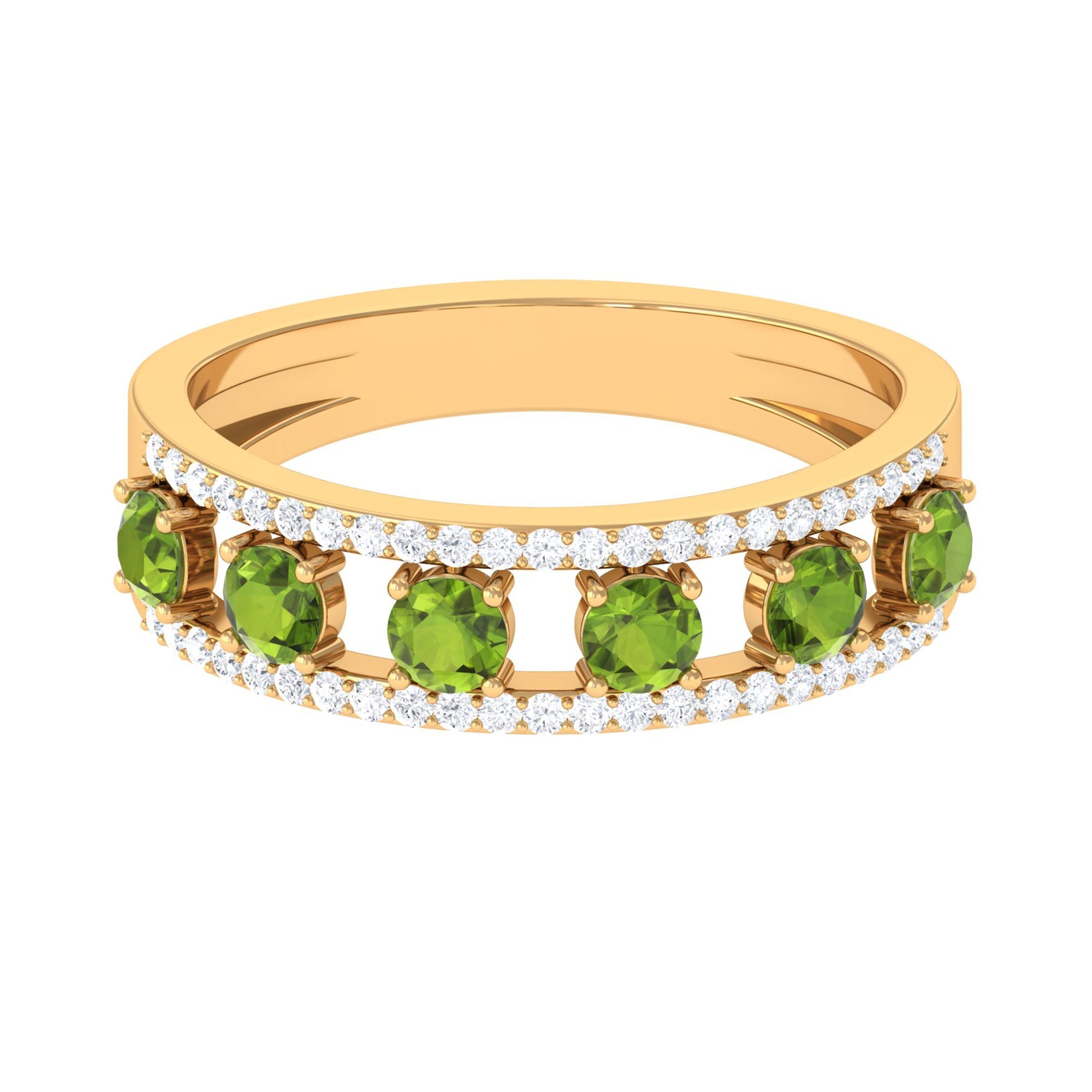 Peridot Anniversary Ring – Elegant Green Peridot Jewelry with Diamond Gemstones