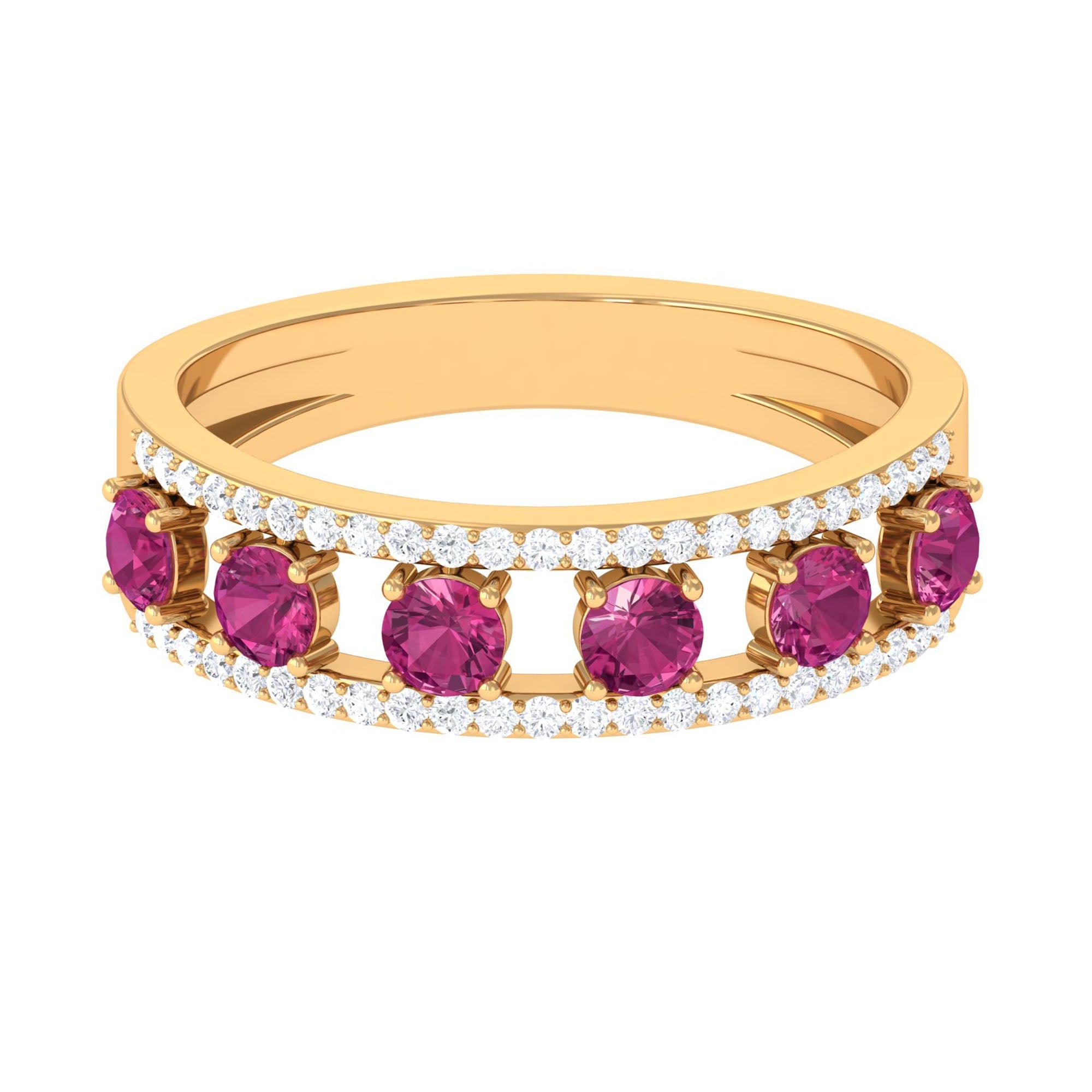 Pink Tourmaline Ring – Diamond & Tourmaline Prong Setting Anniversary Jewelry