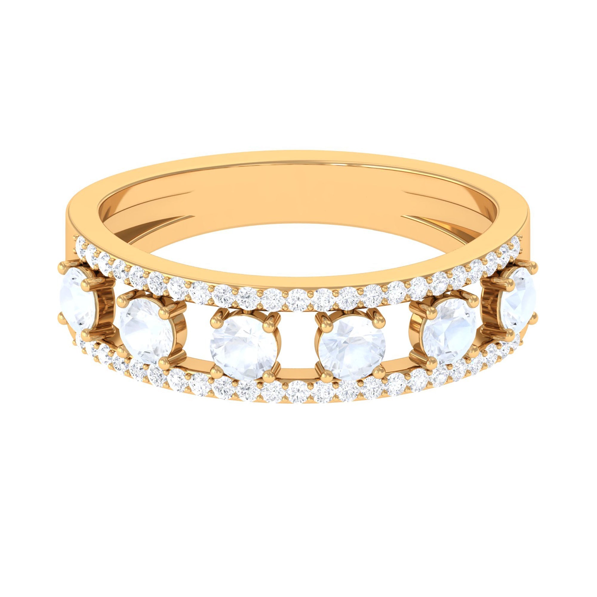 Moonstone Anniversary Ring – AAA Quality Blue Moonstone & Diamond Band by Rosec Jewels