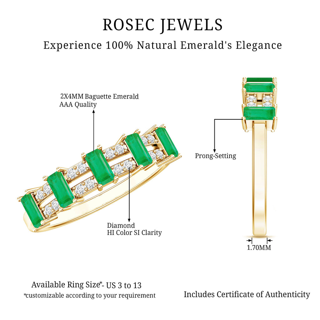 Emerald Eternity Band – Half Eternity Band with Baguette Cut Emeralds & Diamonds