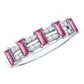 Pink Tourmaline Ring – Wide Half Eternity Diamond Gemstone Band in Rose Gold