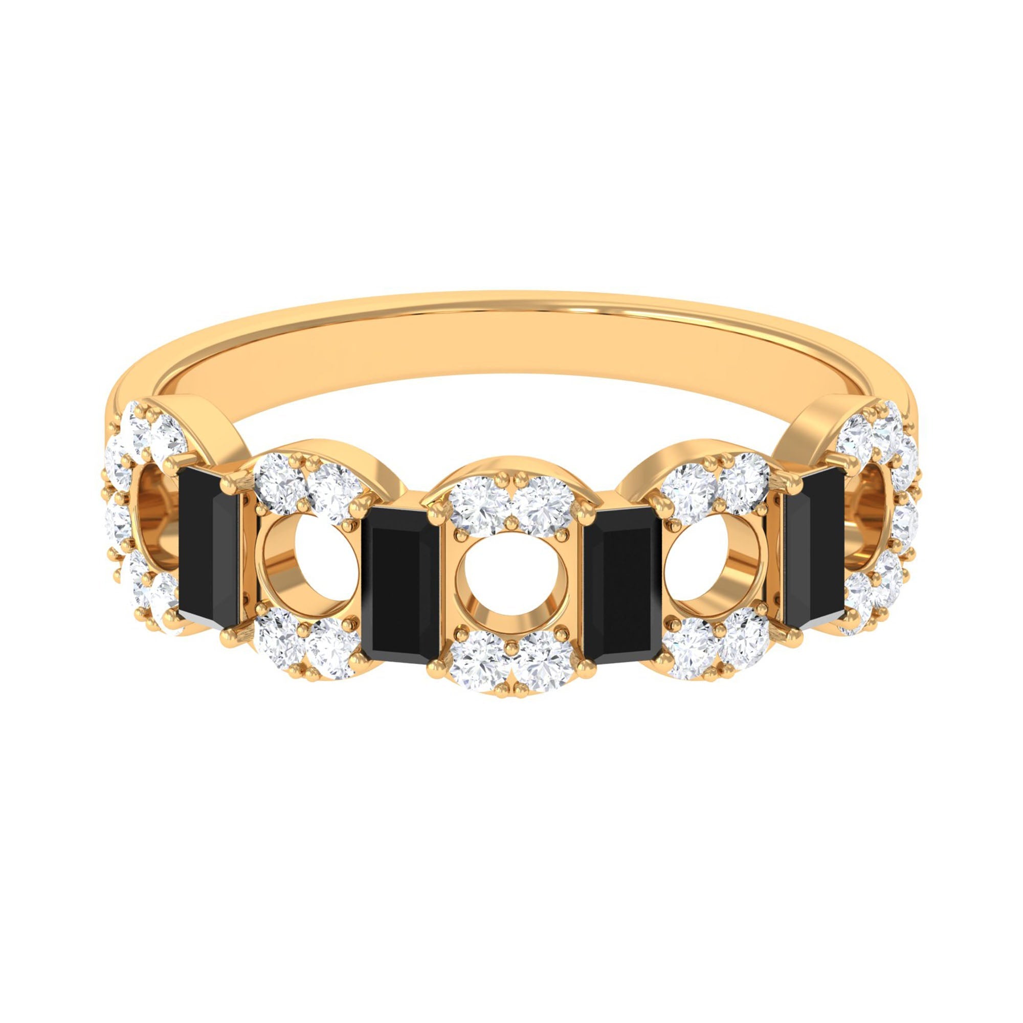Certified Black Spinel and Diamond Half Eternity Ring