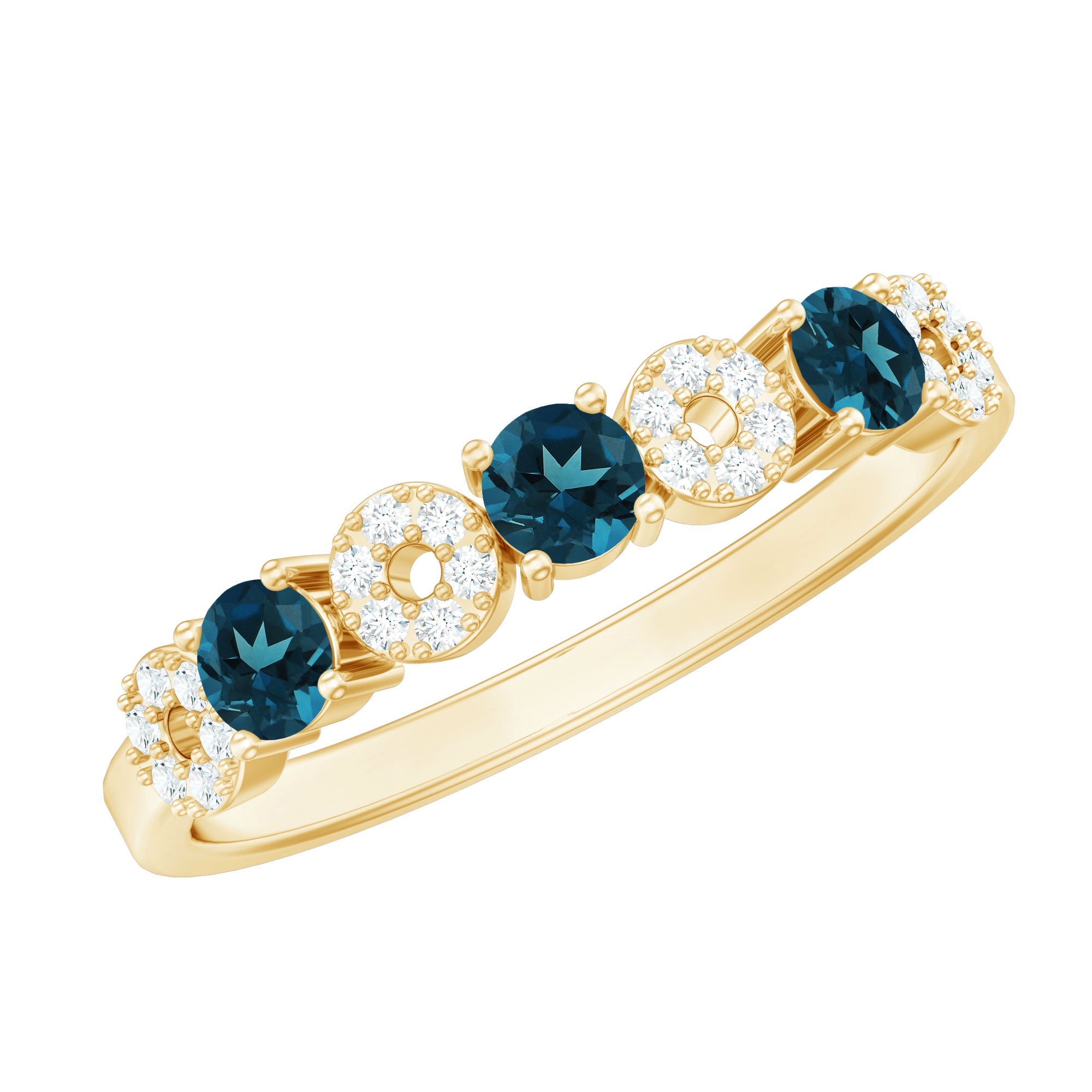 Natural London Blue Topaz Eternity Band Ring with Diamond