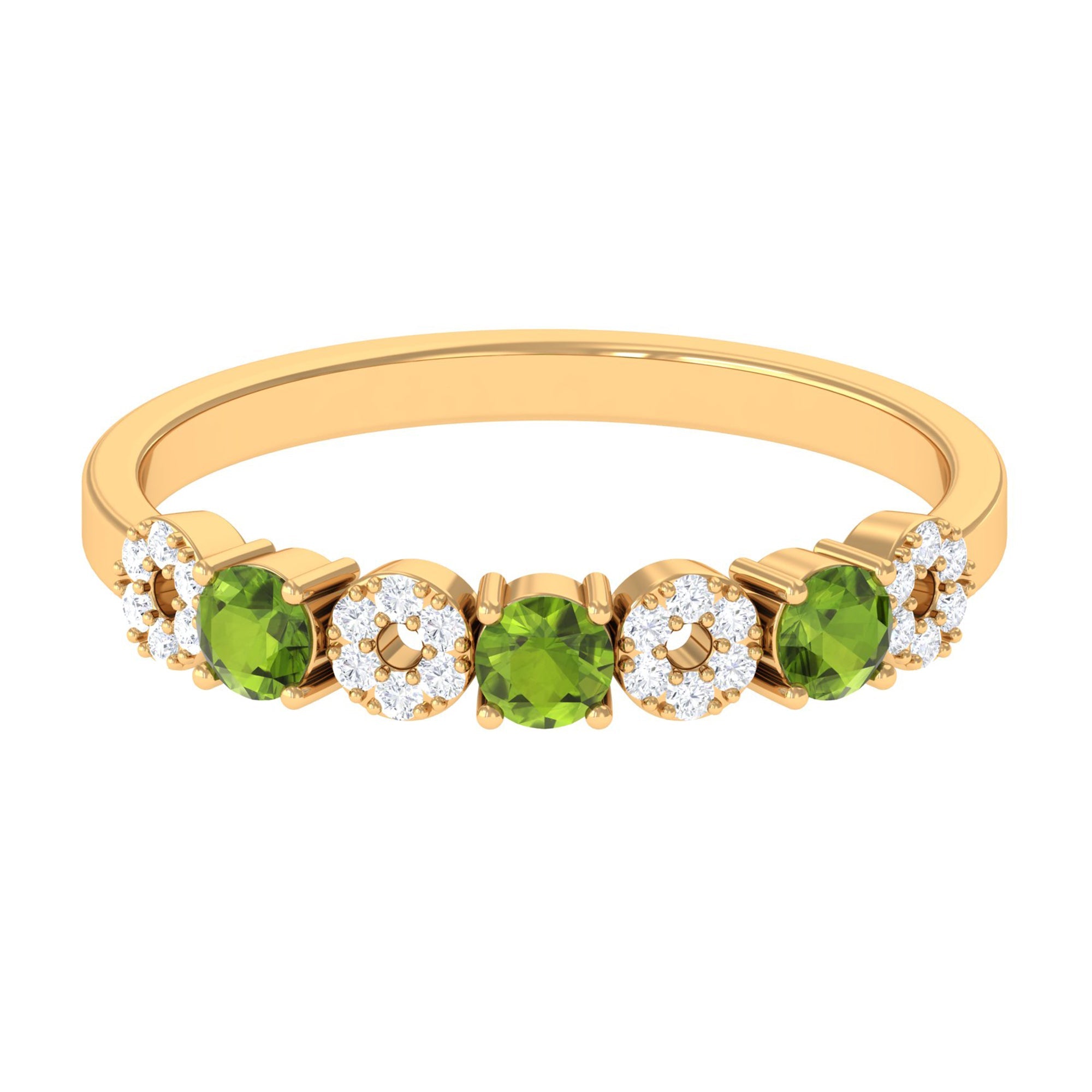 Peridot Diamond Ring – Semi Eternity Ring With AAA Grade Peridot & Sparkling Diamonds
