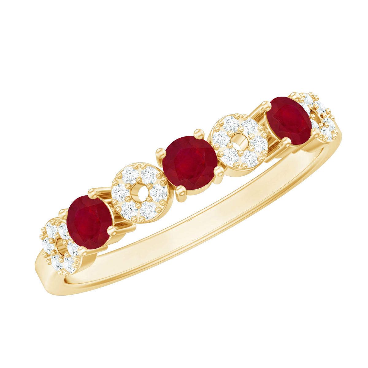 Ruby Eternity Ring – Elegant Half Eternity Band with AAA Grade Ruby & Diamonds