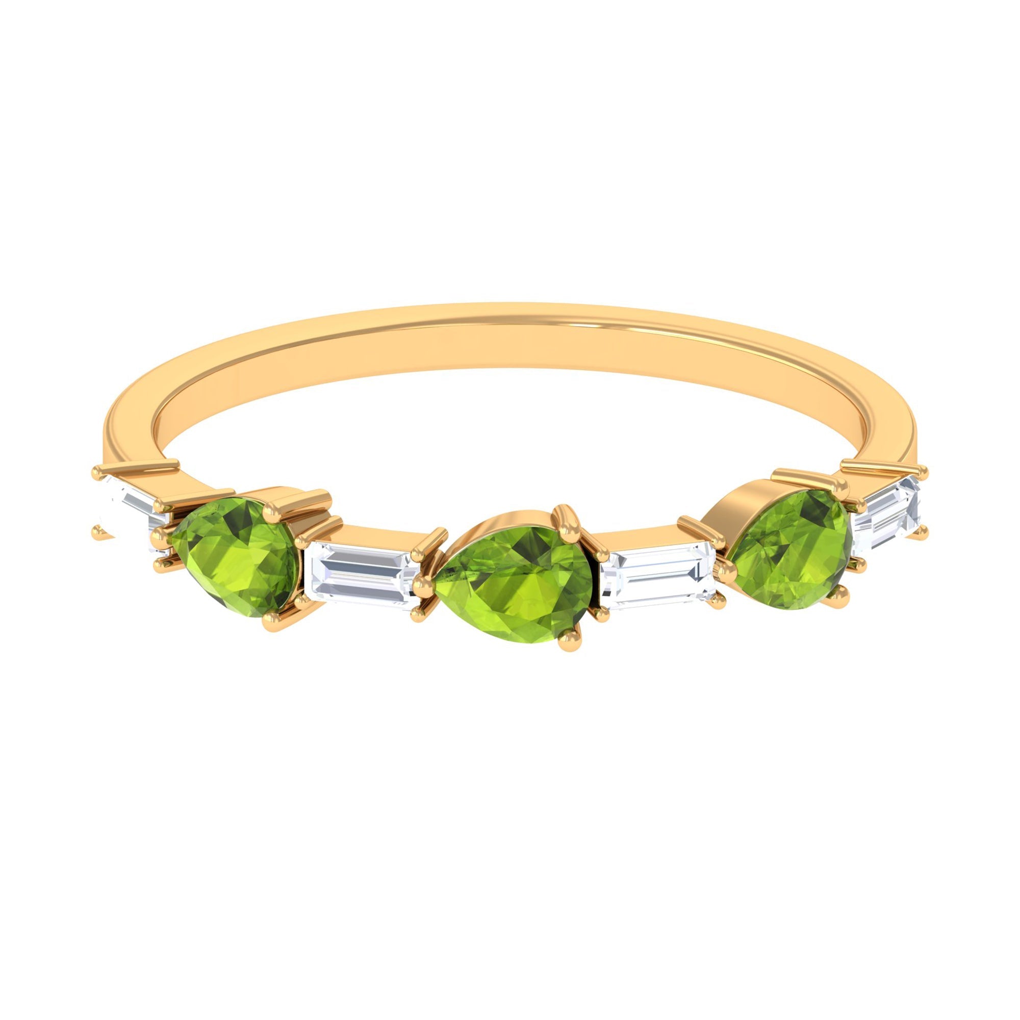 Peridot Moissanite Eternity Ring - East West Half Eternity Band with AAA Quality Peridot