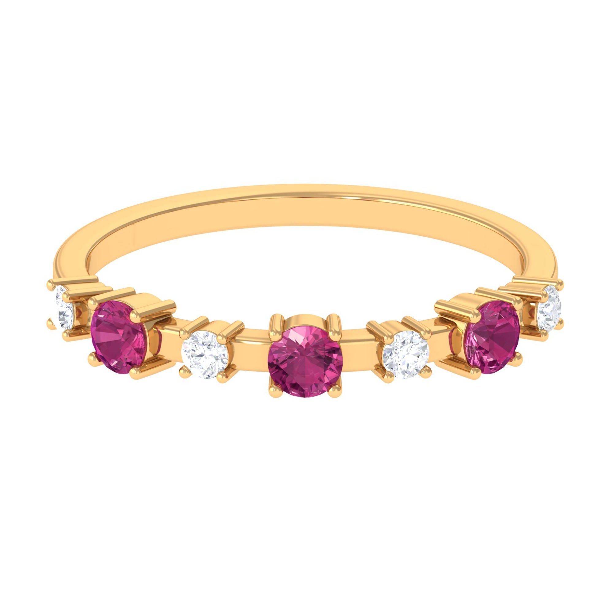 Pink Tourmaline Ring – Diamond Eternity Ring | AAA Quality Prong Setting Band