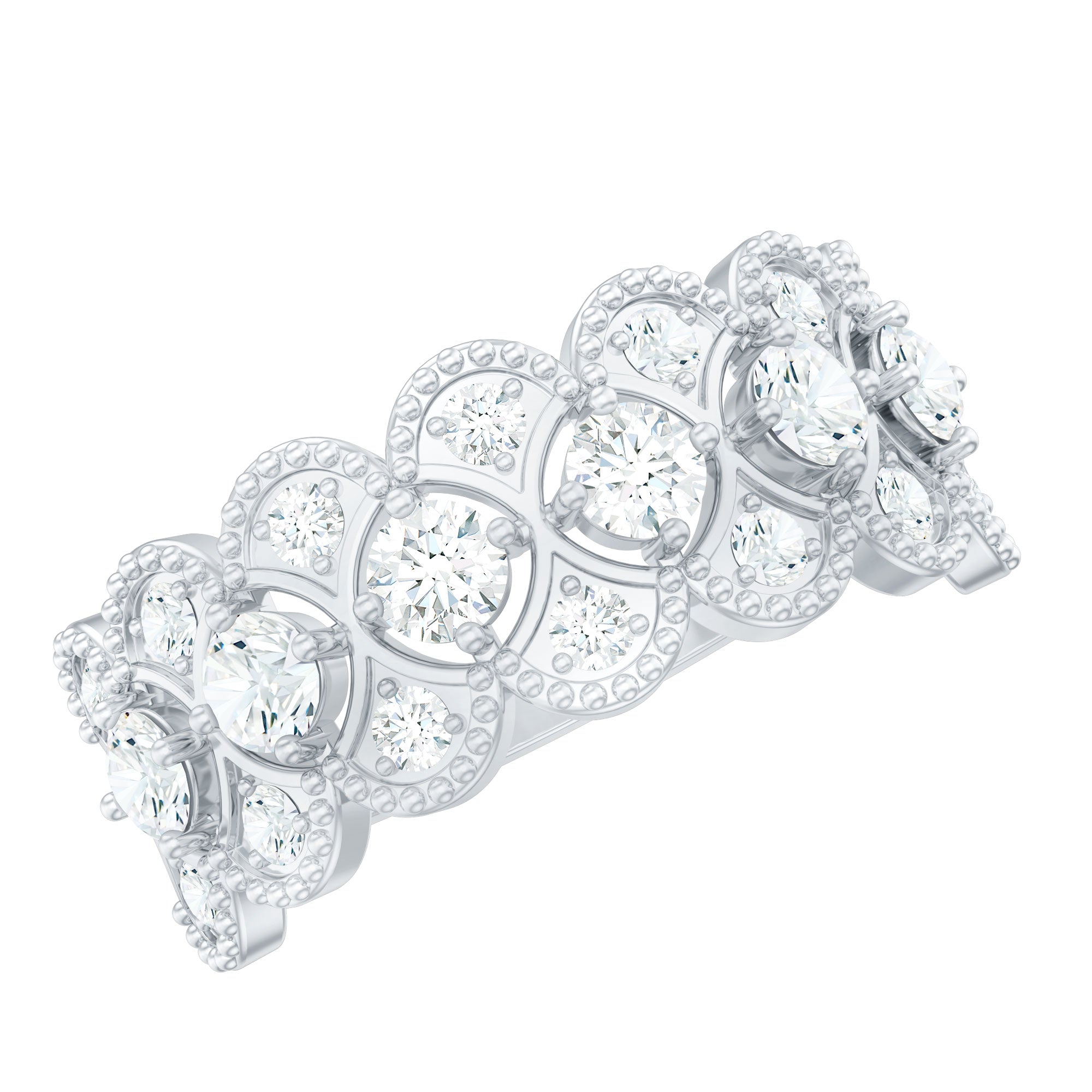 Designer Certified Moissanite Wedding Band for Women