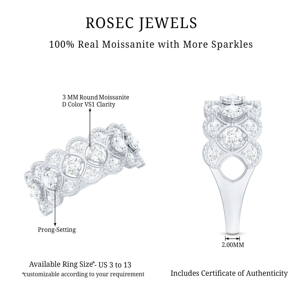 Designer Certified Moissanite Wedding Band for Women