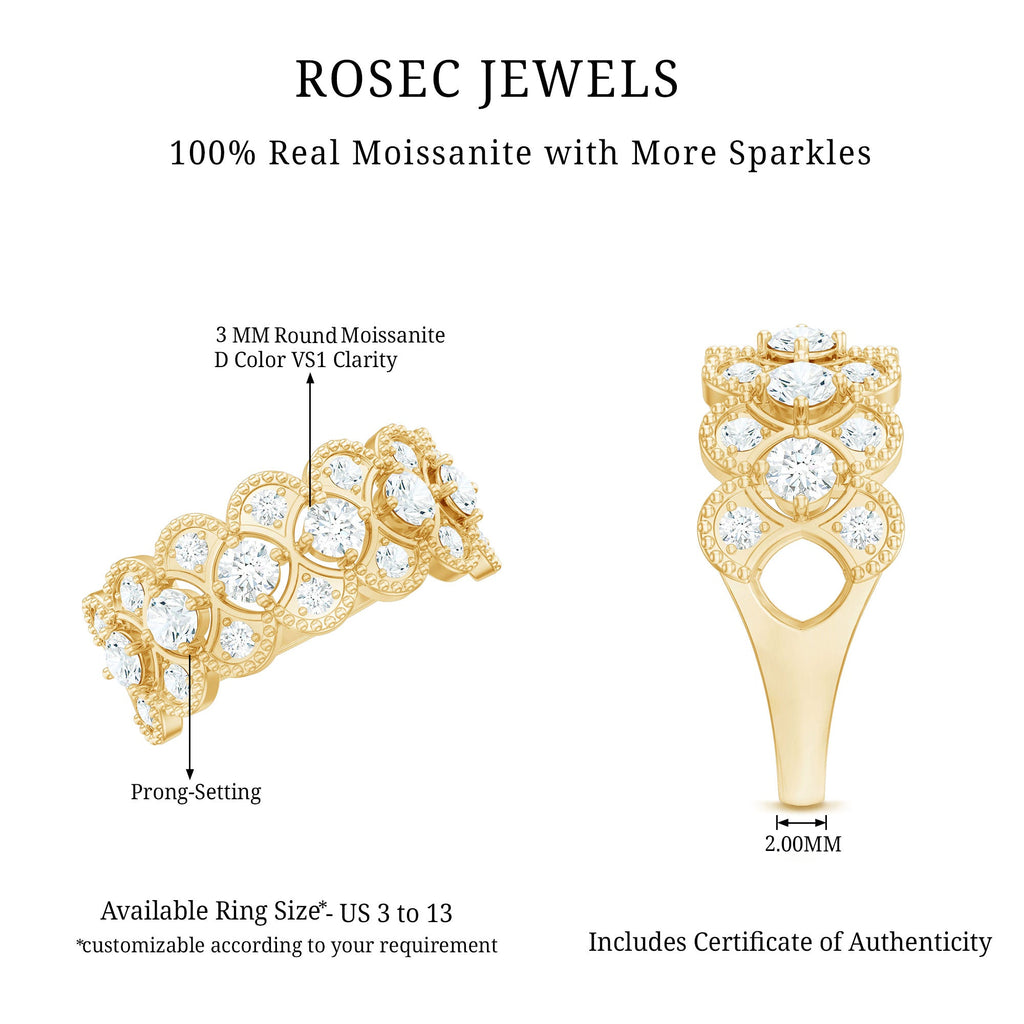 Designer Certified Moissanite Wedding Band for Women