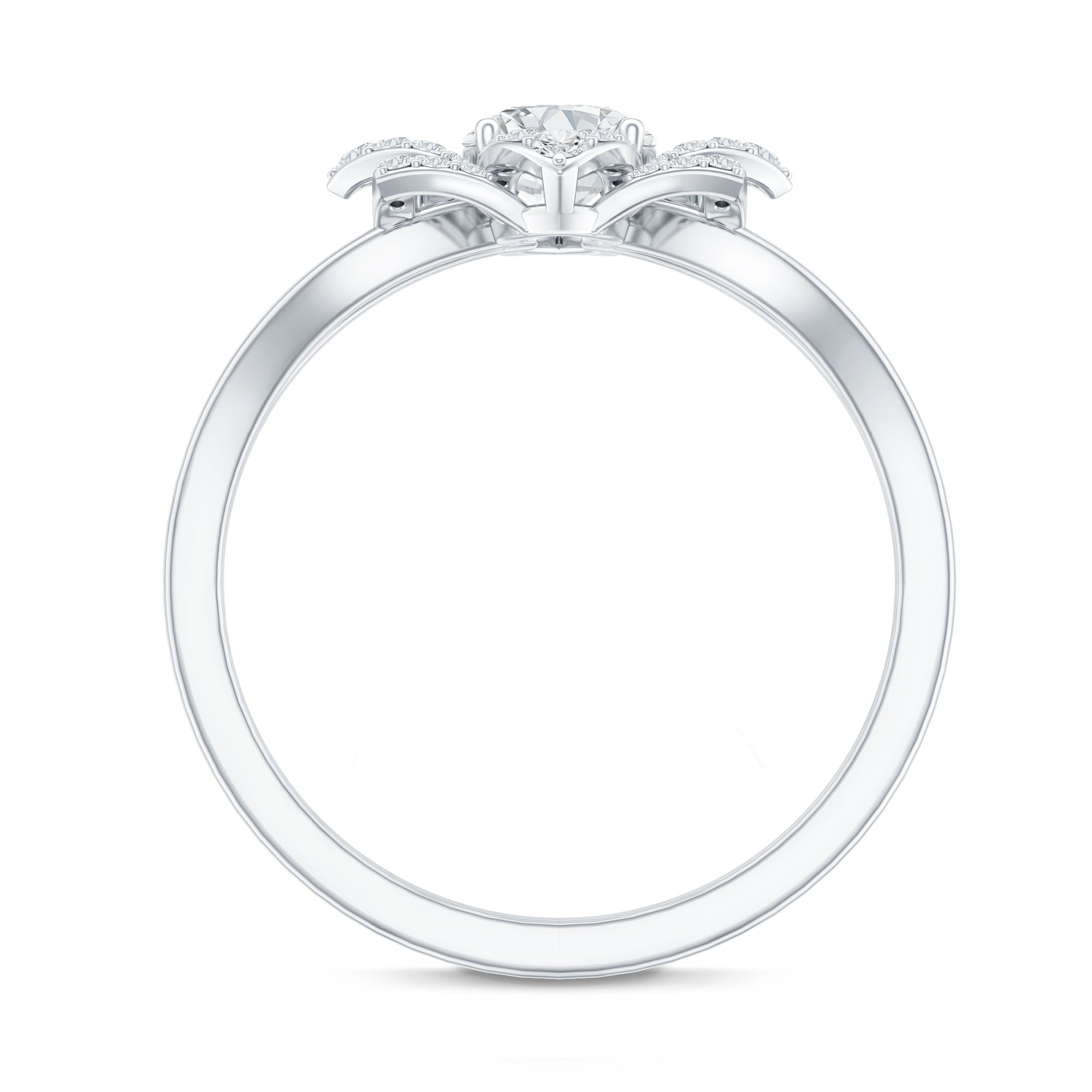 Certified Moissanite Floral Engagement Ring with Split Shank