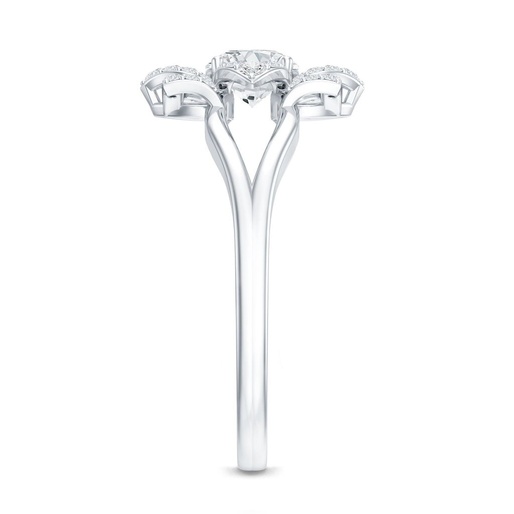 Certified Moissanite Floral Engagement Ring with Split Shank