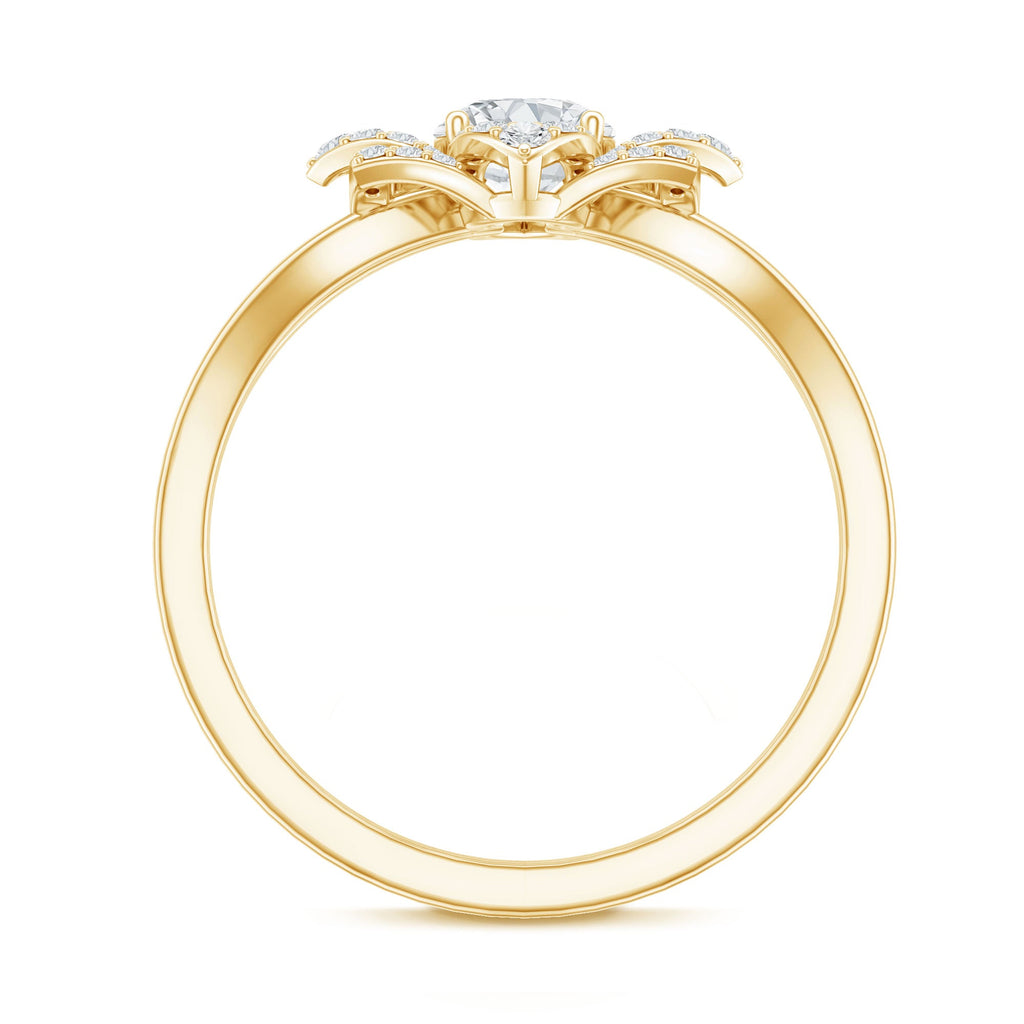 Certified Moissanite Floral Engagement Ring with Split Shank