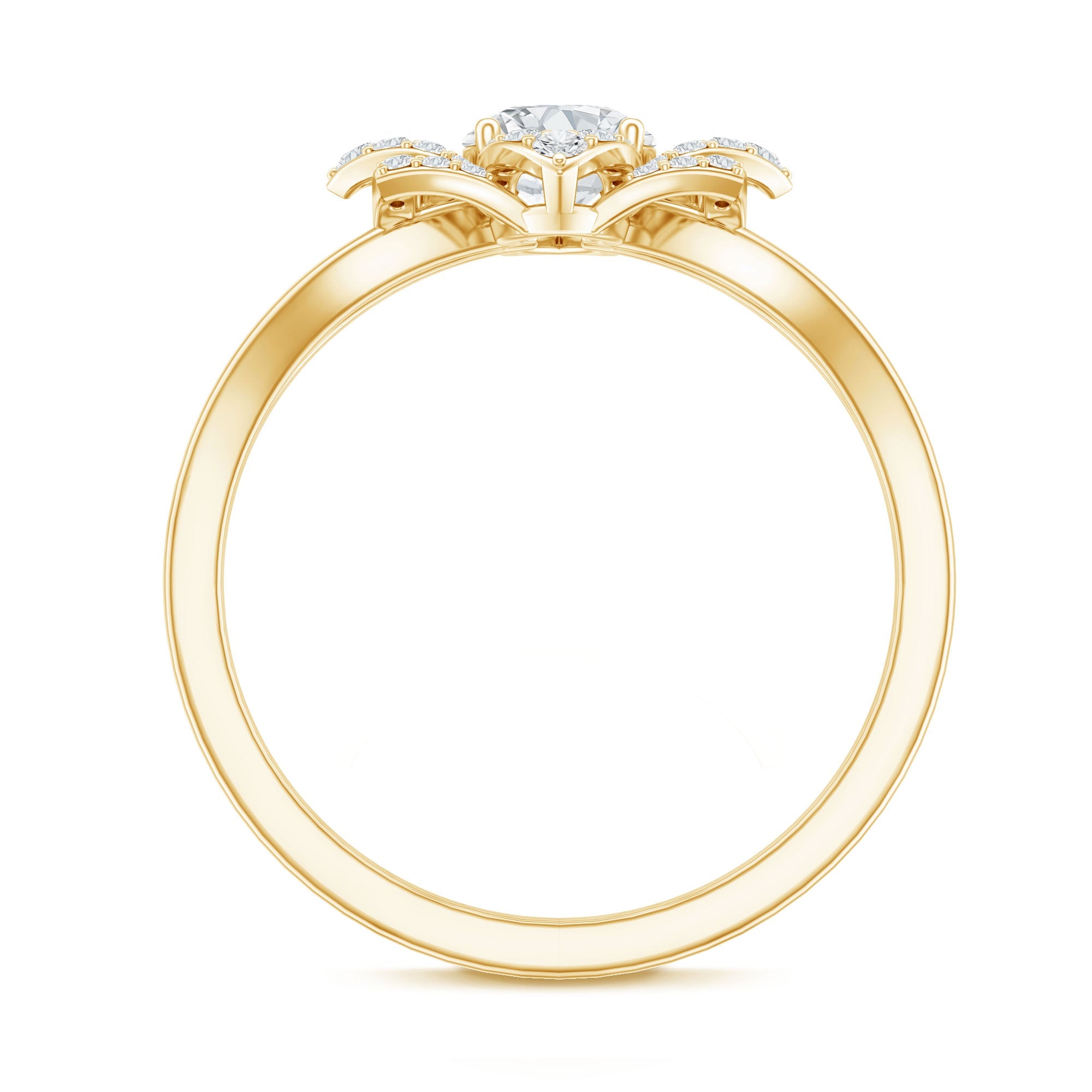 Certified Moissanite Floral Engagement Ring with Split Shank