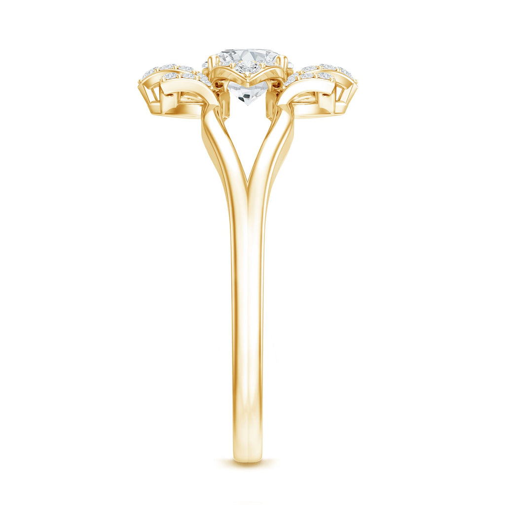 Certified Moissanite Floral Engagement Ring with Split Shank