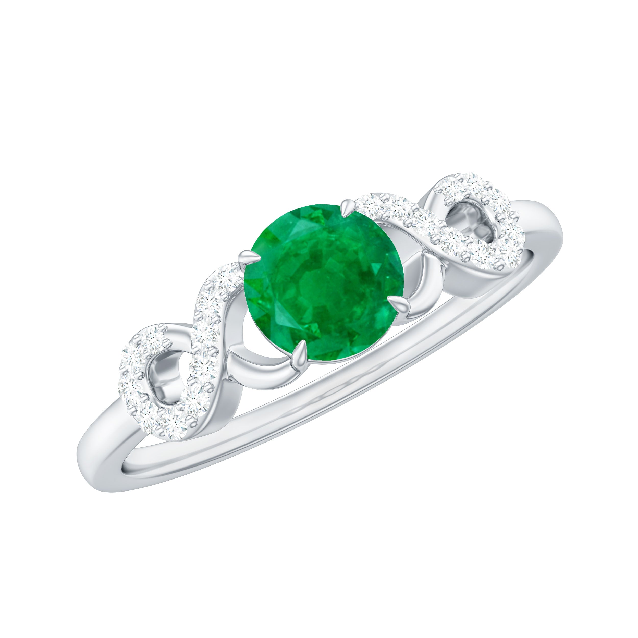 Emerald Diamond Promise Ring – Unique Criss Cross Band With AAA Quality Emerald