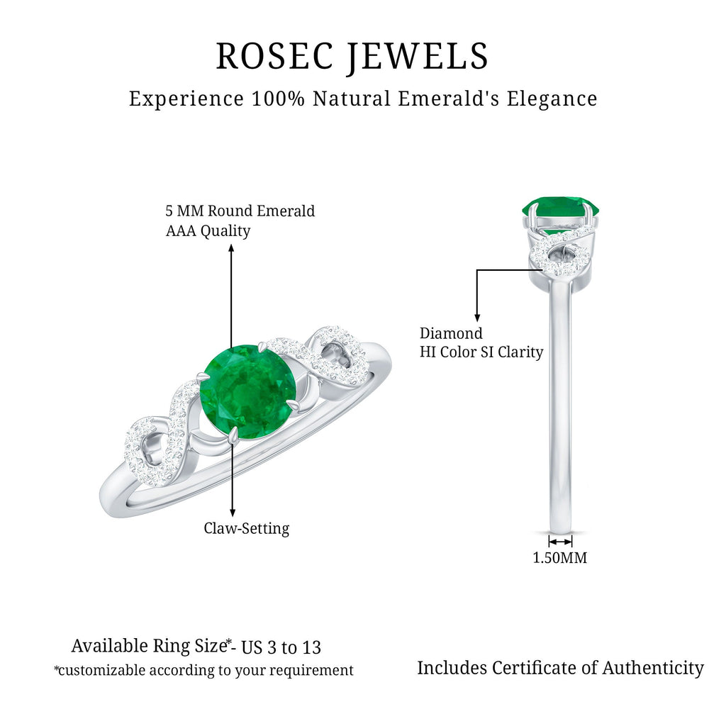 Emerald Diamond Promise Ring – Unique Criss Cross Band With AAA Quality Emerald