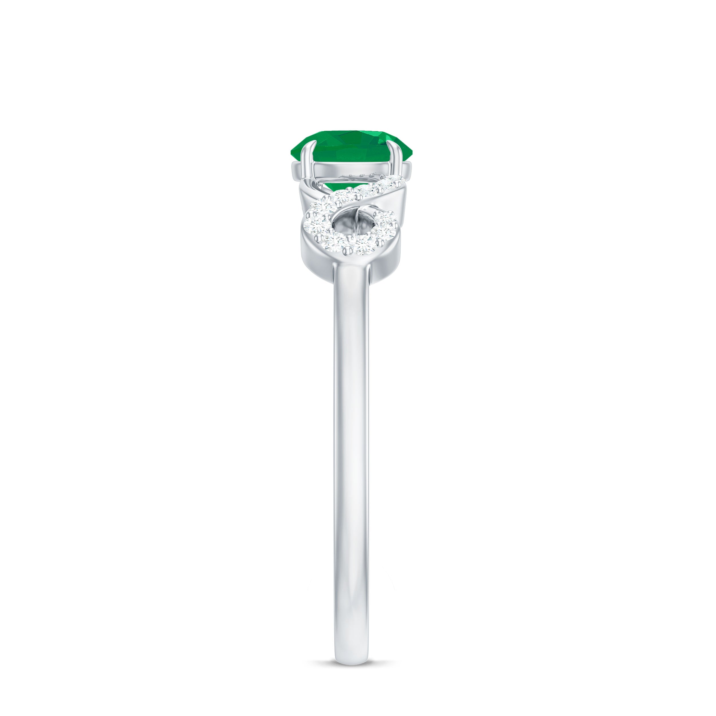 Emerald Diamond Promise Ring – Unique Criss Cross Band With AAA Quality Emerald