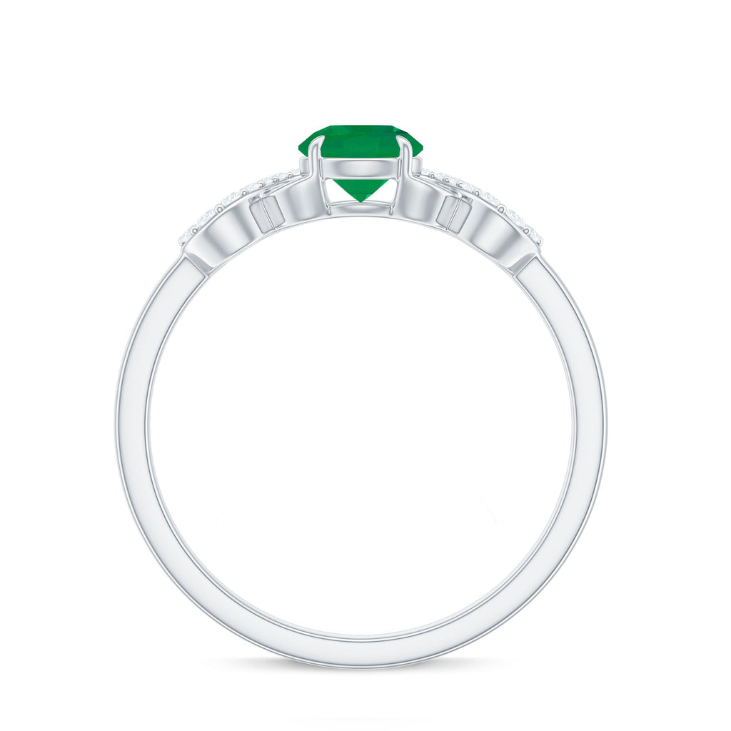 Emerald Diamond Promise Ring – Unique Criss Cross Band With AAA Quality Emerald