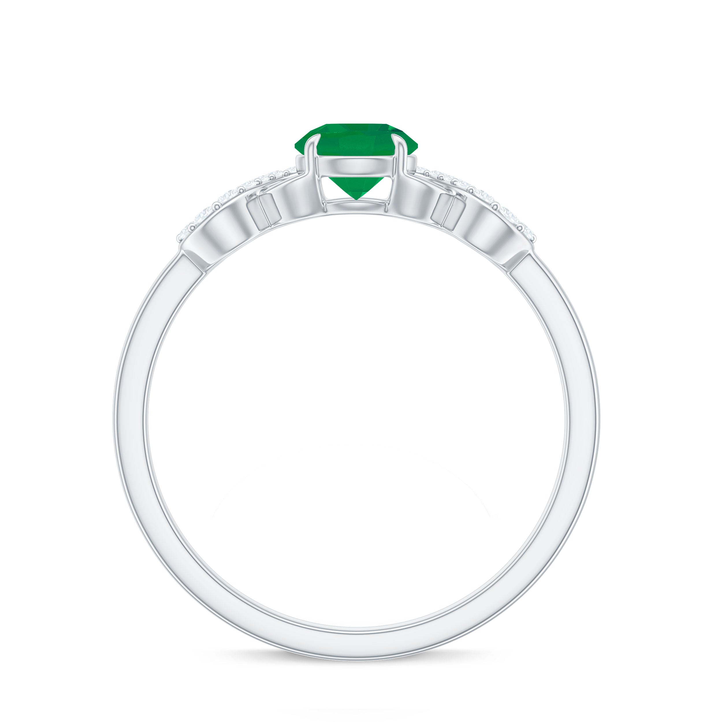 Emerald Diamond Promise Ring – Unique Criss Cross Band With AAA Quality Emerald