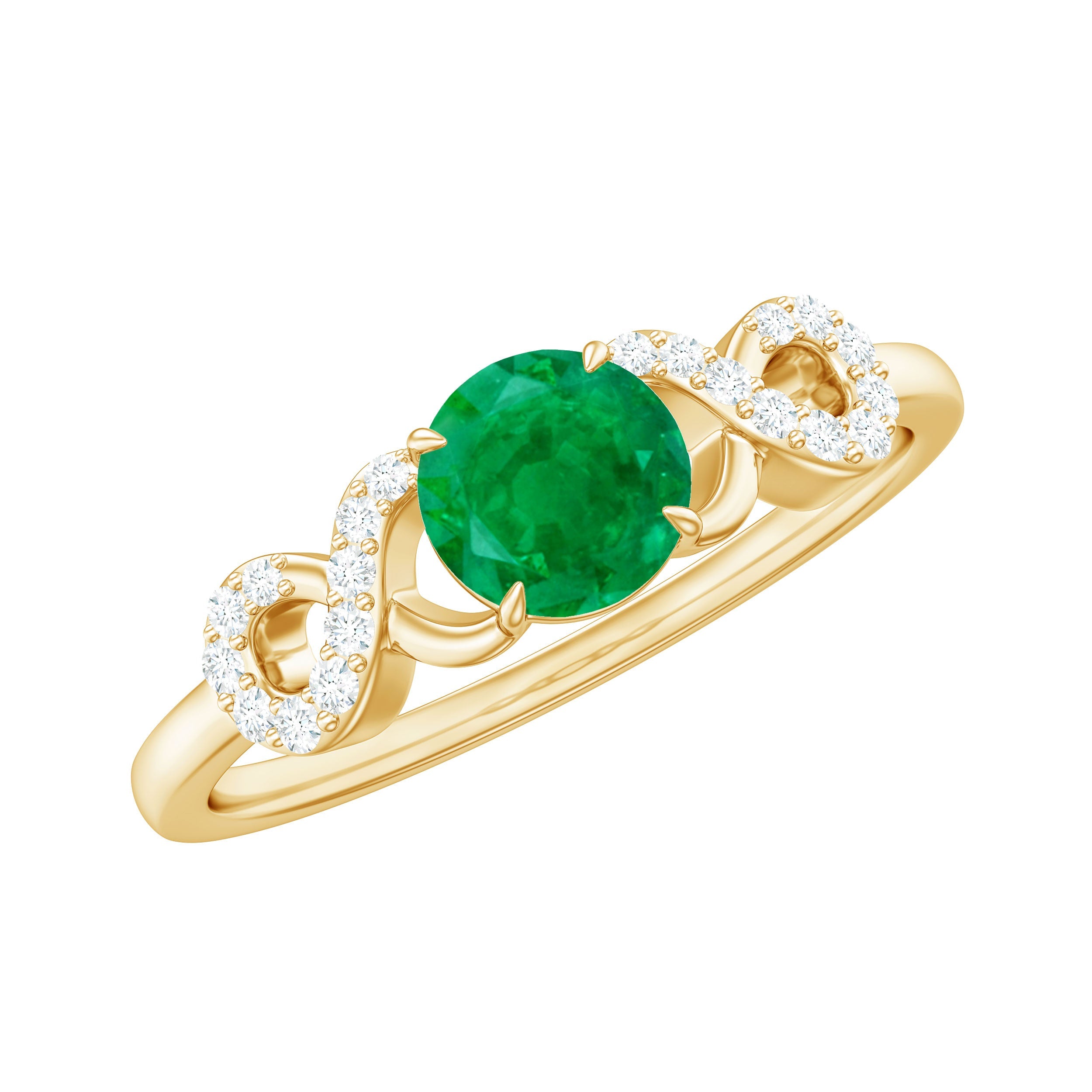 Emerald Diamond Promise Ring – Unique Criss Cross Band With AAA Quality Emerald
