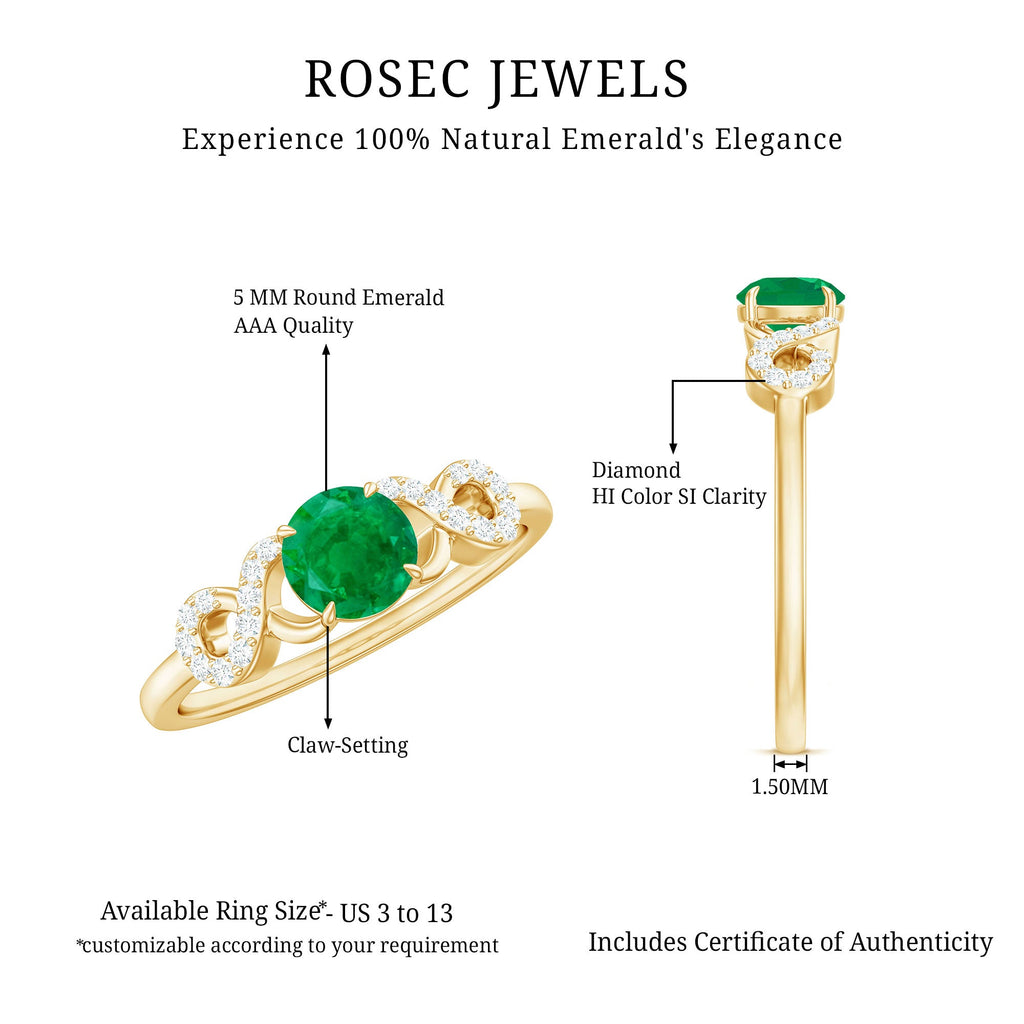 Emerald Diamond Promise Ring – Unique Criss Cross Band With AAA Quality Emerald