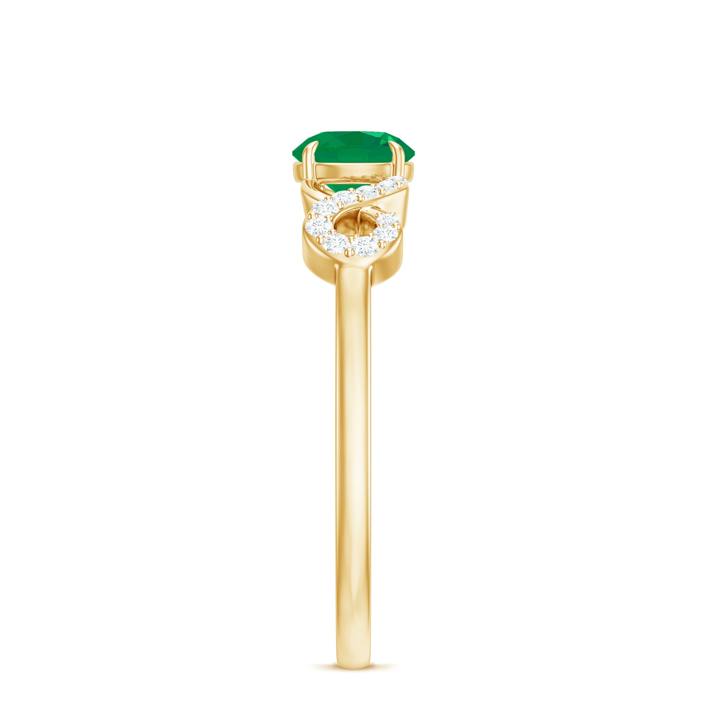 Emerald Diamond Promise Ring – Unique Criss Cross Band With AAA Quality Emerald