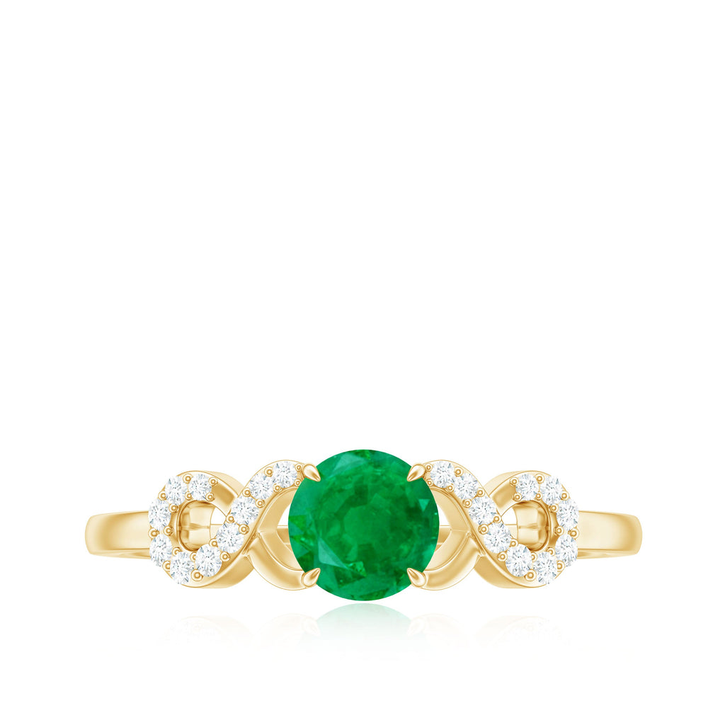 Emerald Diamond Promise Ring – Unique Criss Cross Band With AAA Quality Emerald