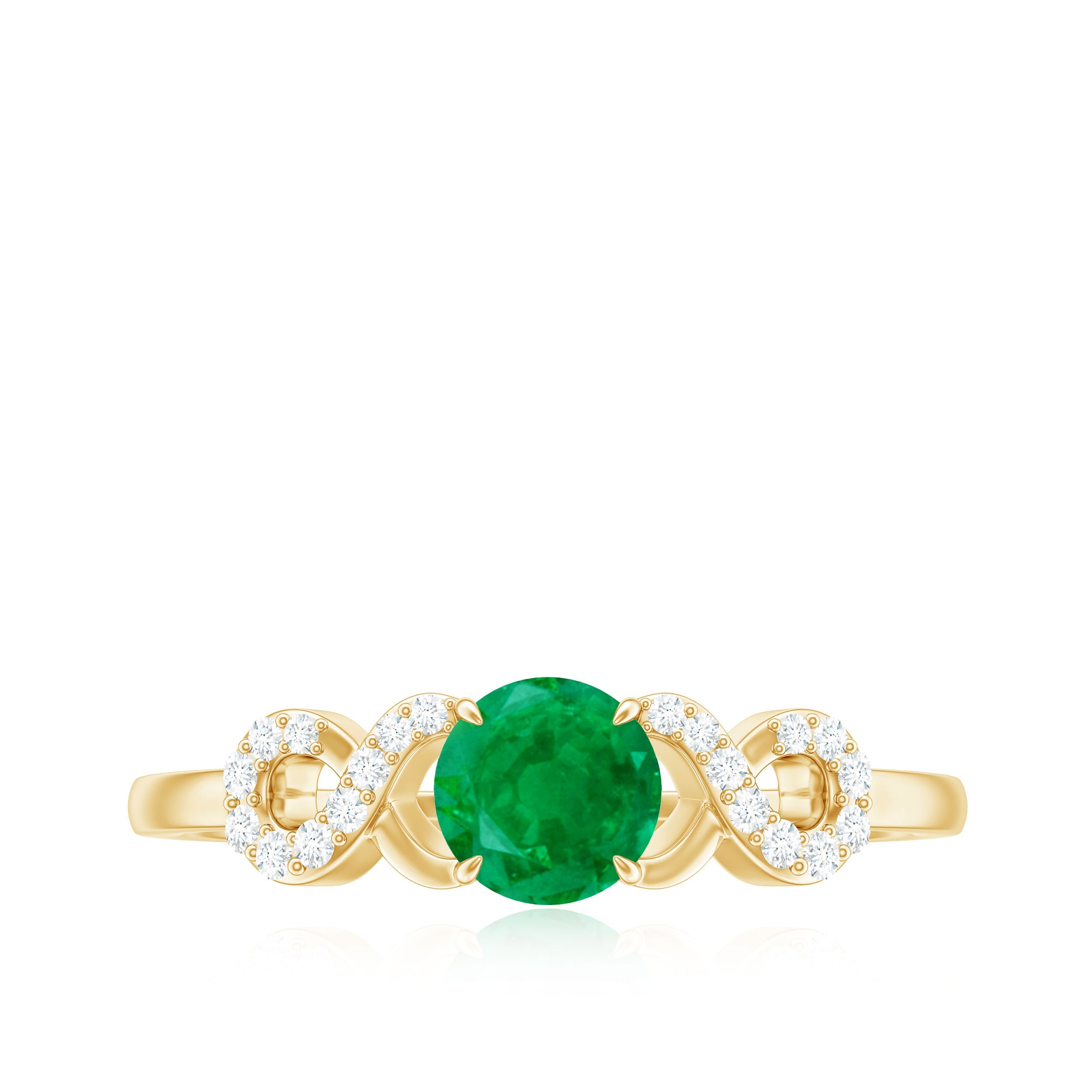 Emerald Diamond Promise Ring – Unique Criss Cross Band With AAA Quality Emerald