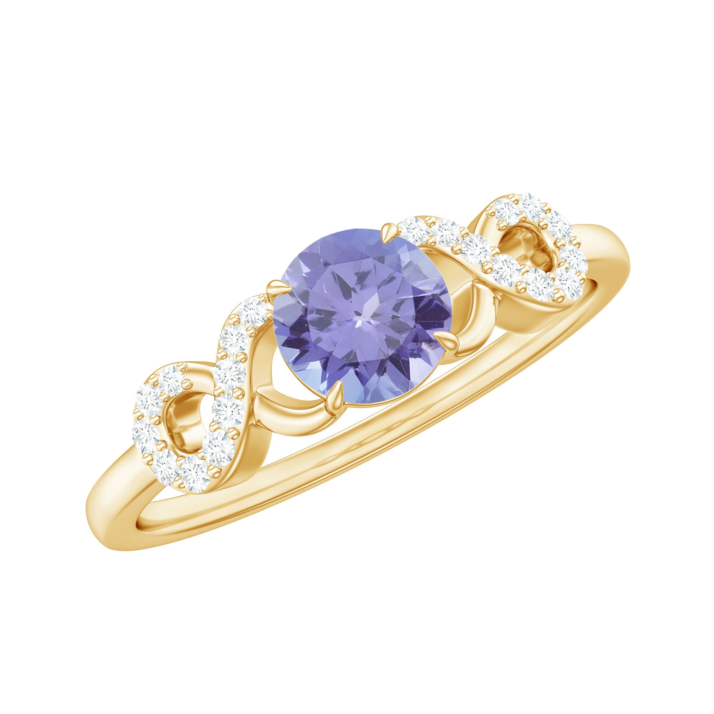Tanzanite Promise Ring – Natural Blue Gemstone With Diamond Infinity Knot Design