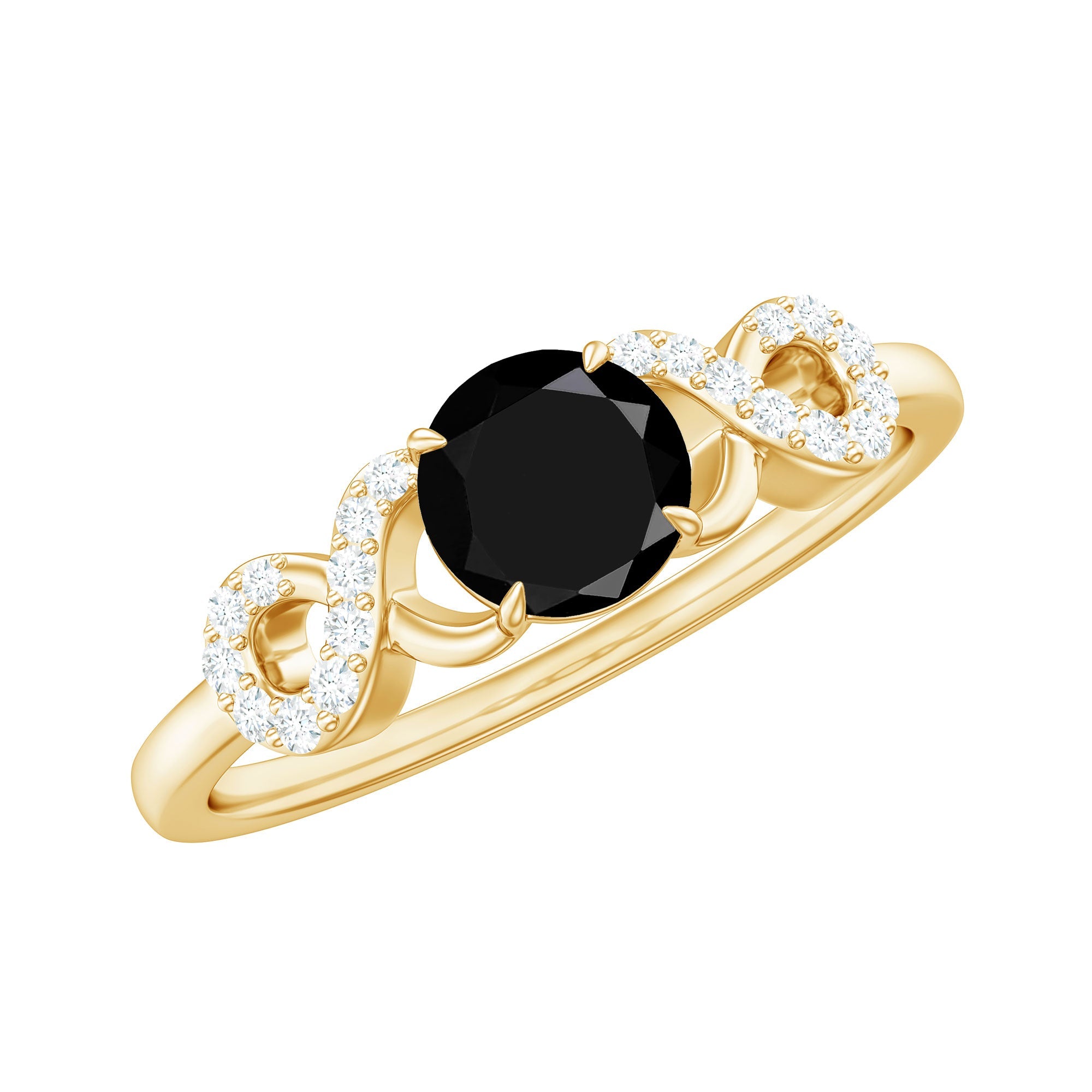 0.45 Carat Black Onyx and Diamond Criss Cross Engagement Ring