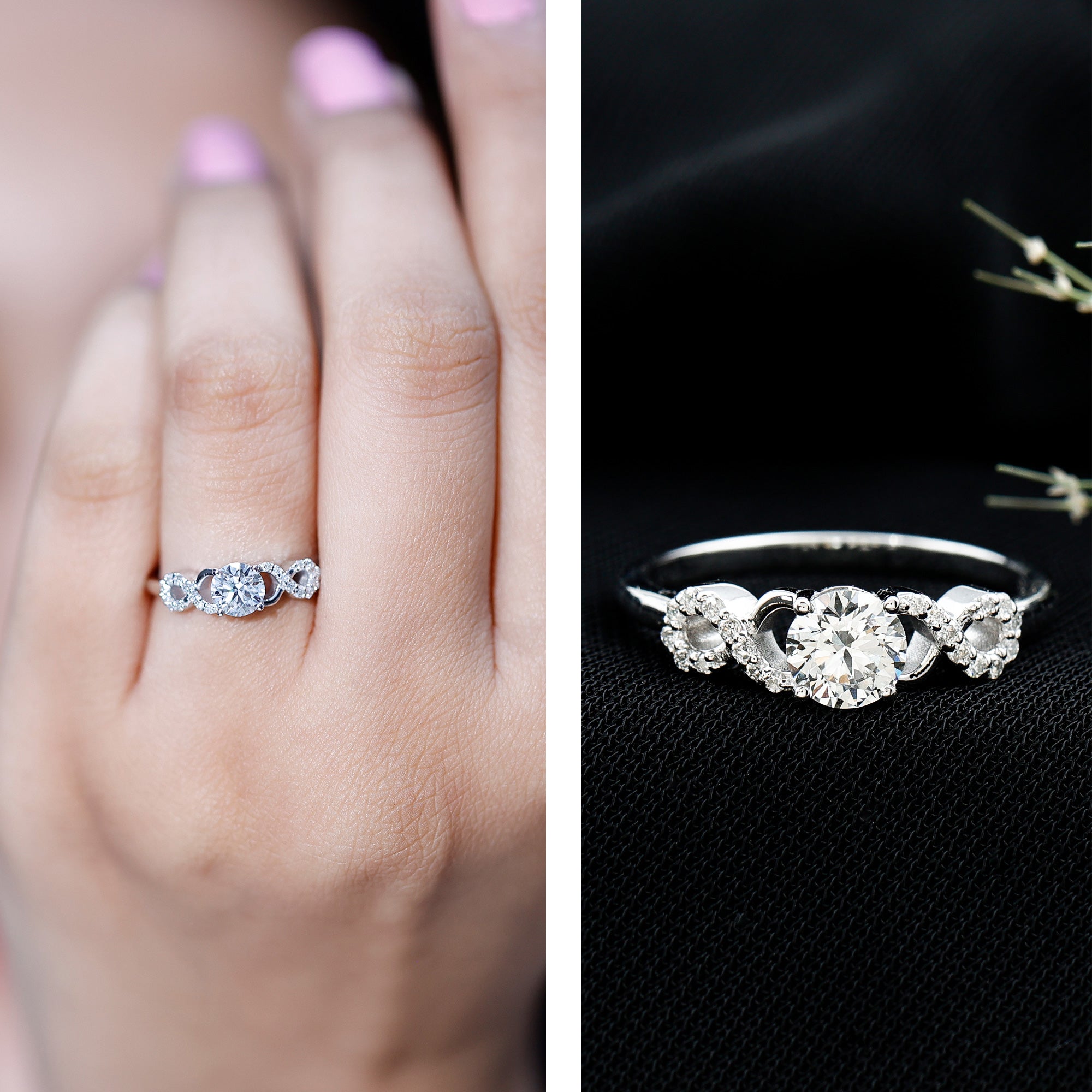 Certified Round Moissanite Infinity Promise Ring for Her