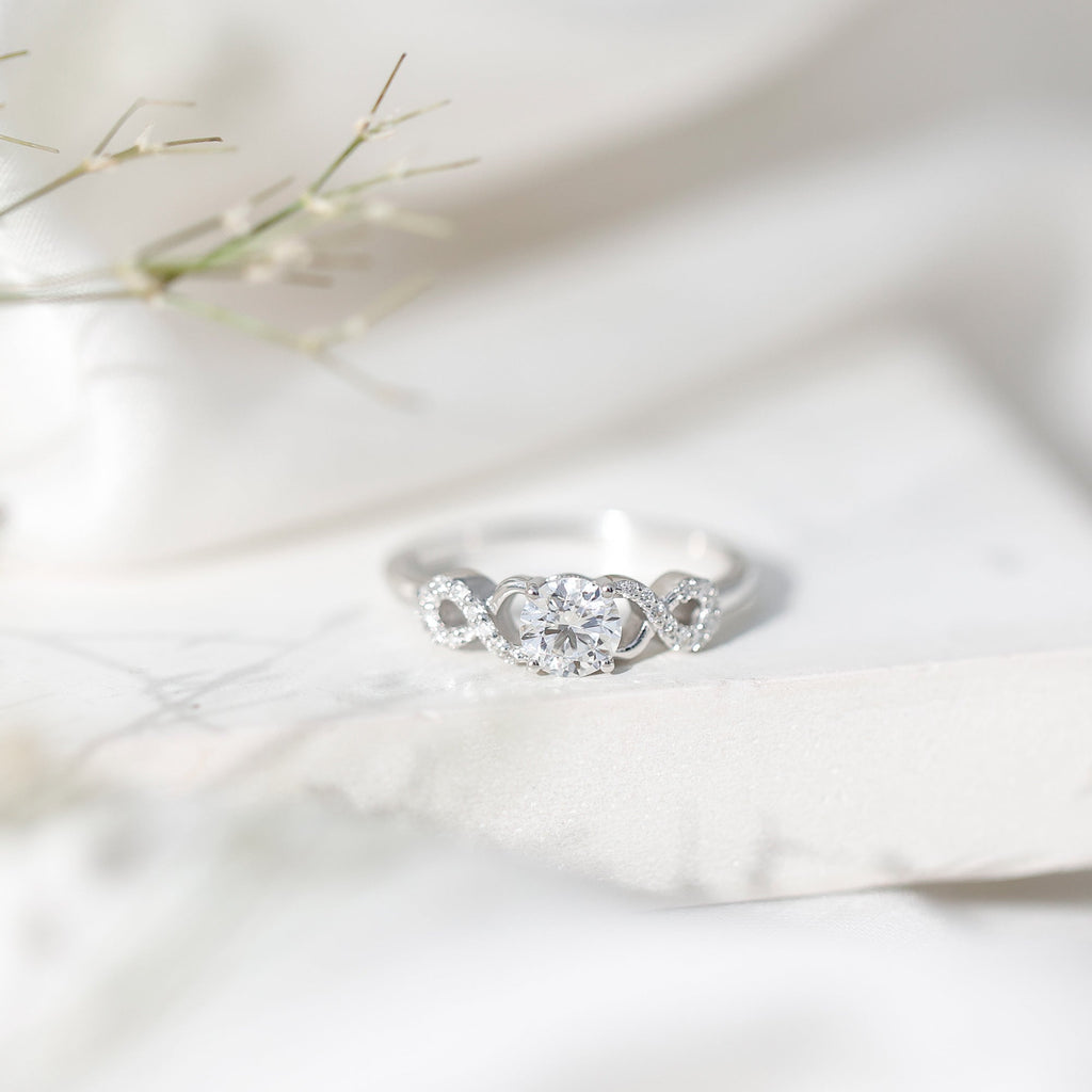 Certified Round Moissanite Infinity Promise Ring for Her