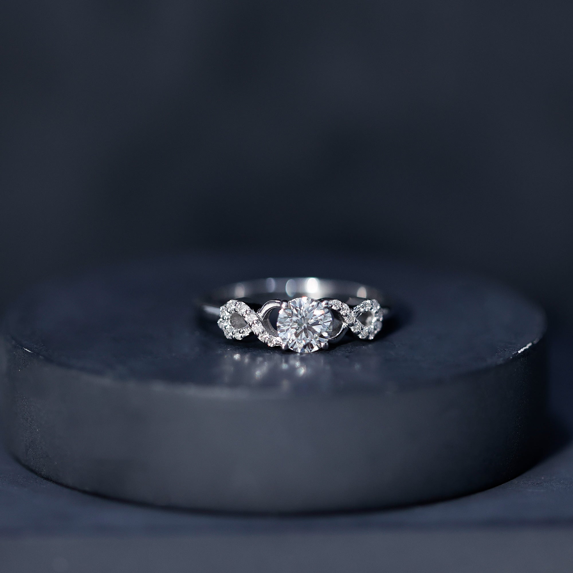 Certified Round Moissanite Infinity Promise Ring for Her