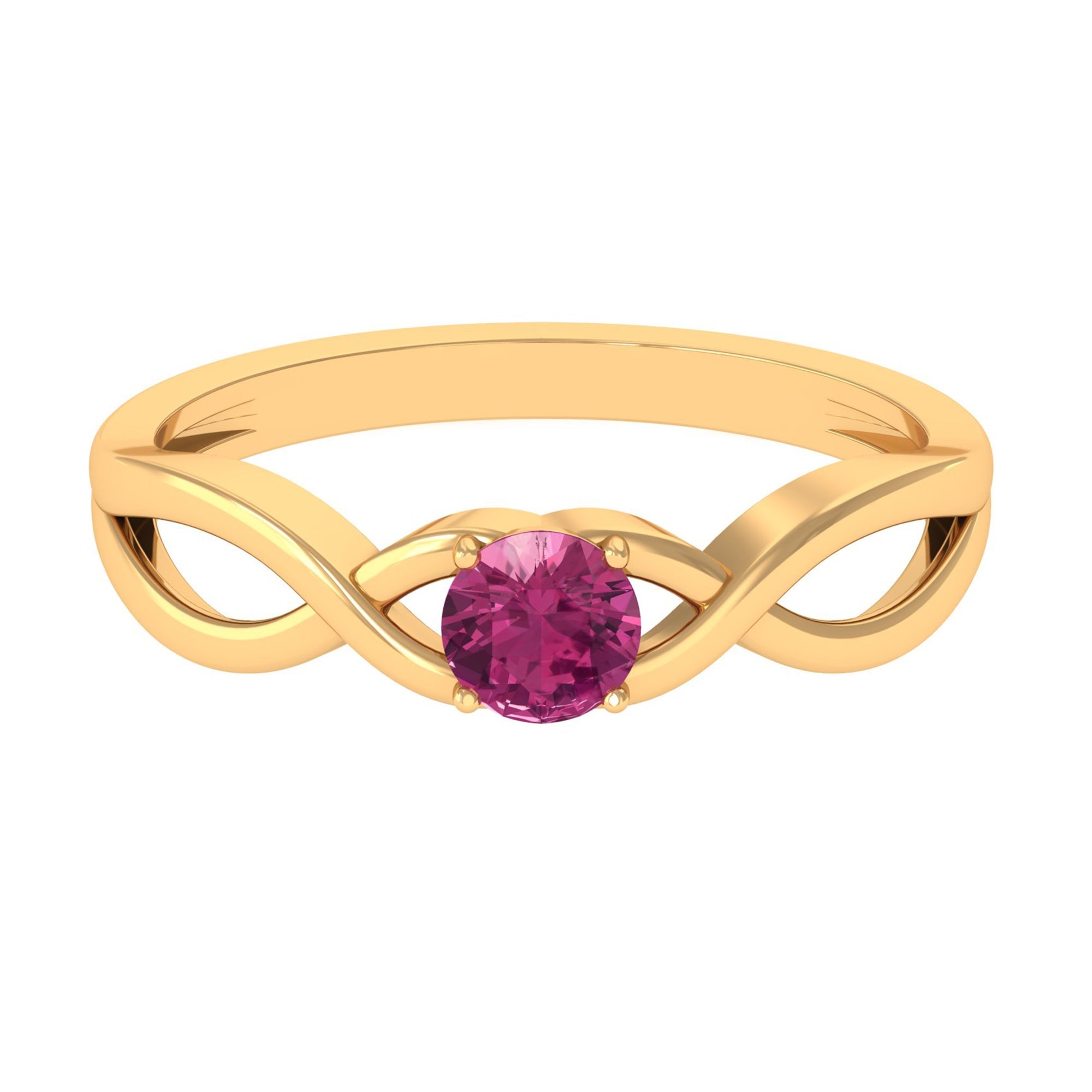 Pink Tourmaline Ring Solitaire With AAA Quality Gemstone – Prong Setting & Crossover Shank