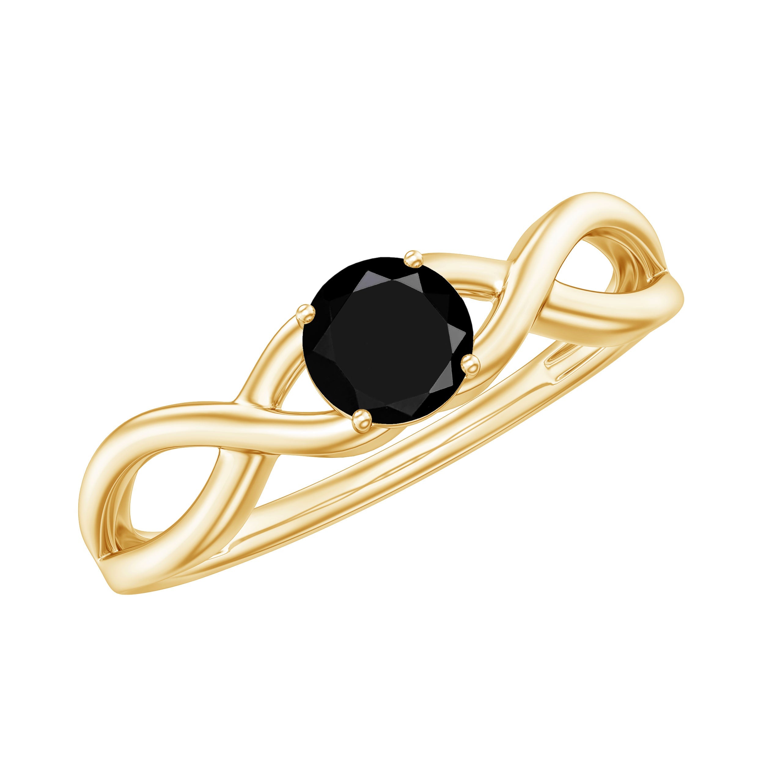 Natural Black Spinel Proposal Ring with Crossover Shank