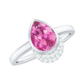 Pink Tourmaline Engagement Ring – Classic Teardrop Pear Shape with Diamond Accents