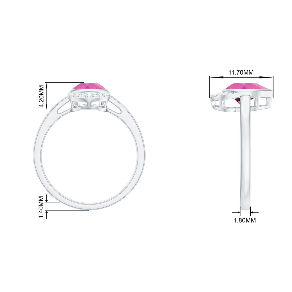 Pink Tourmaline Engagement Ring – Classic Teardrop Pear Shape with Diamond Accents