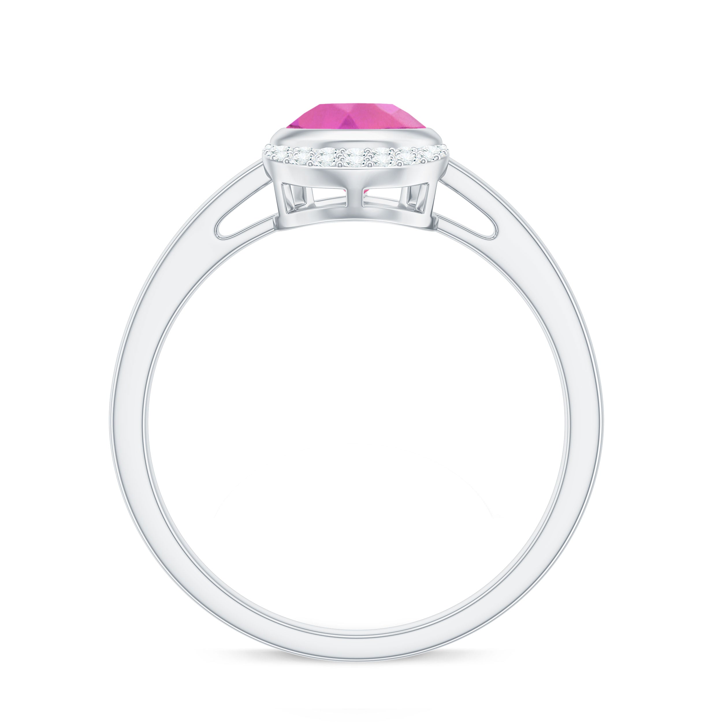 Pink Tourmaline Engagement Ring – Classic Teardrop Pear Shape with Diamond Accents