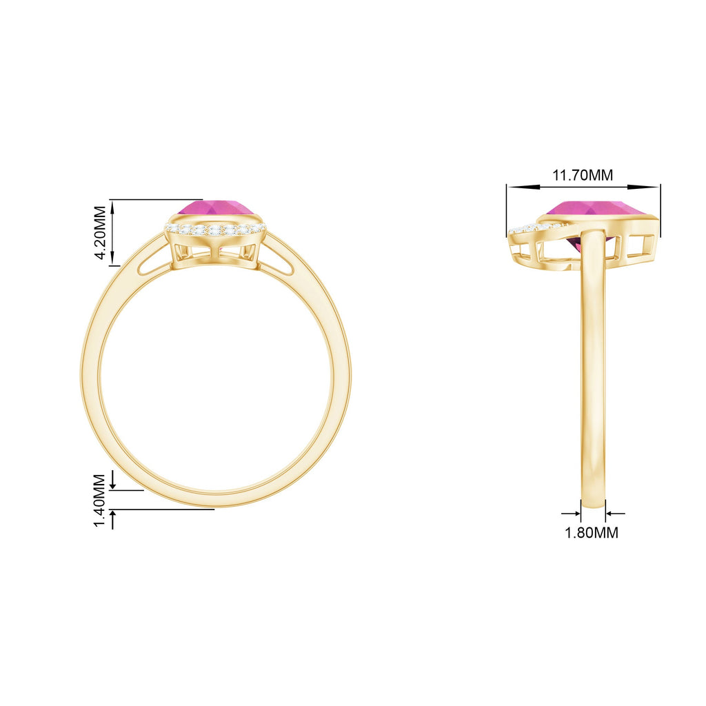 Pink Tourmaline Engagement Ring – Classic Teardrop Pear Shape with Diamond Accents