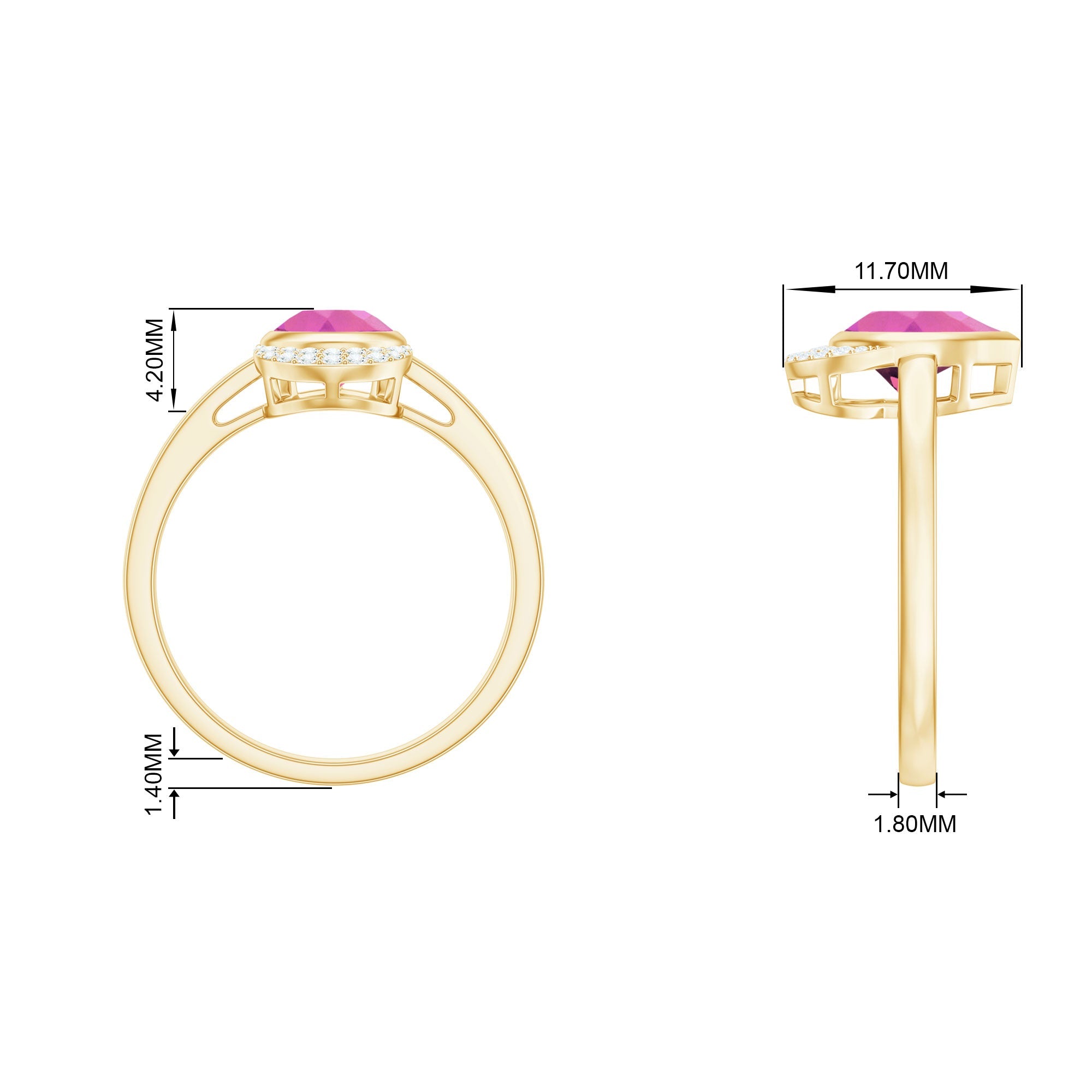 Pink Tourmaline Engagement Ring – Classic Teardrop Pear Shape with Diamond Accents