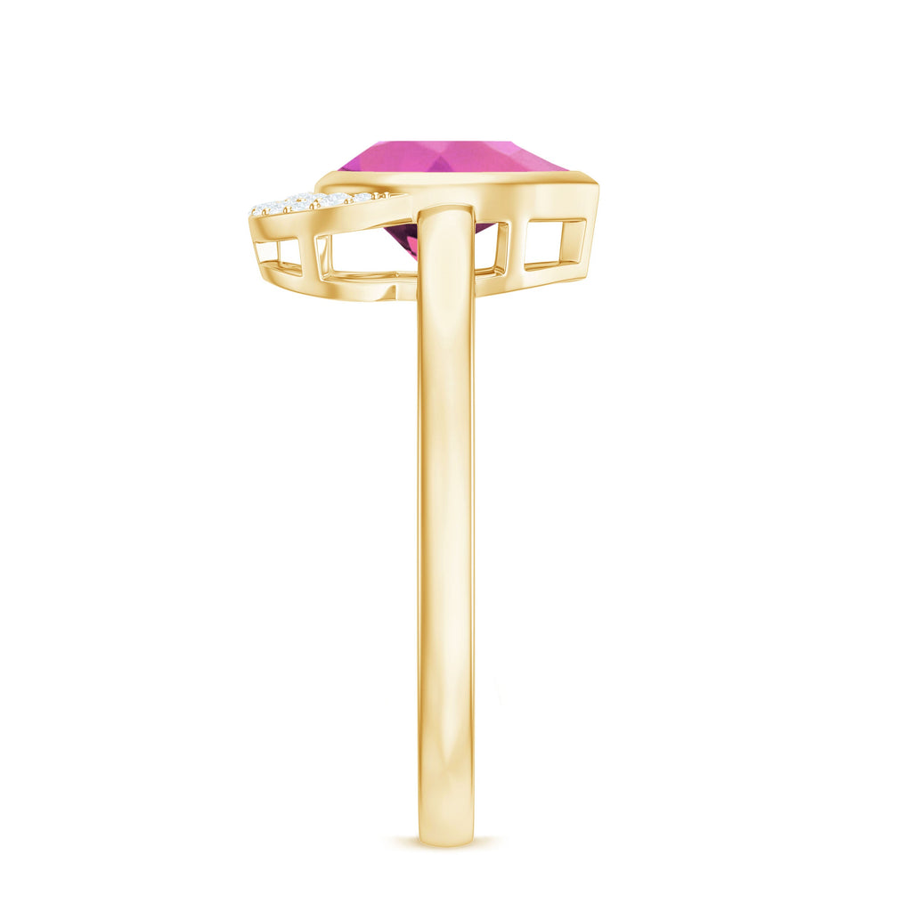 Pink Tourmaline Engagement Ring – Classic Teardrop Pear Shape with Diamond Accents