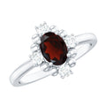 AAA Quality Oval Garnet Vintage Engagement Ring With Diamond