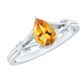 Citrine Engagement Ring – Pear Shaped Split Shank with Diamond Accent | Rosec Jewels