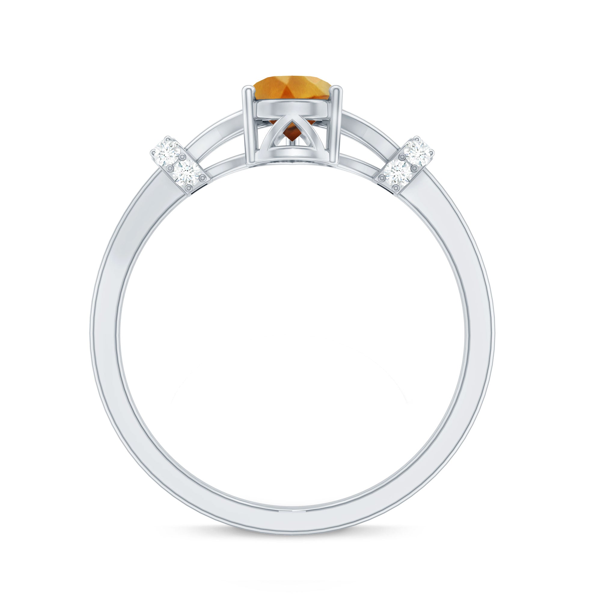 Citrine Engagement Ring – Pear Shaped Split Shank with Diamond Accent | Rosec Jewels