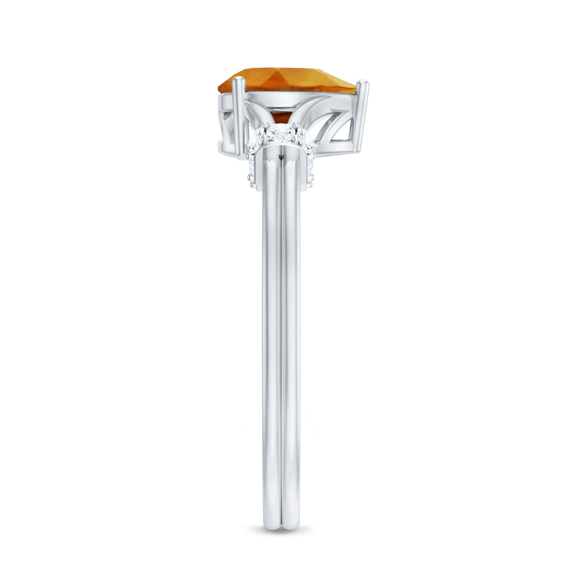 Citrine Engagement Ring – Pear Shaped Split Shank with Diamond Accent | Rosec Jewels