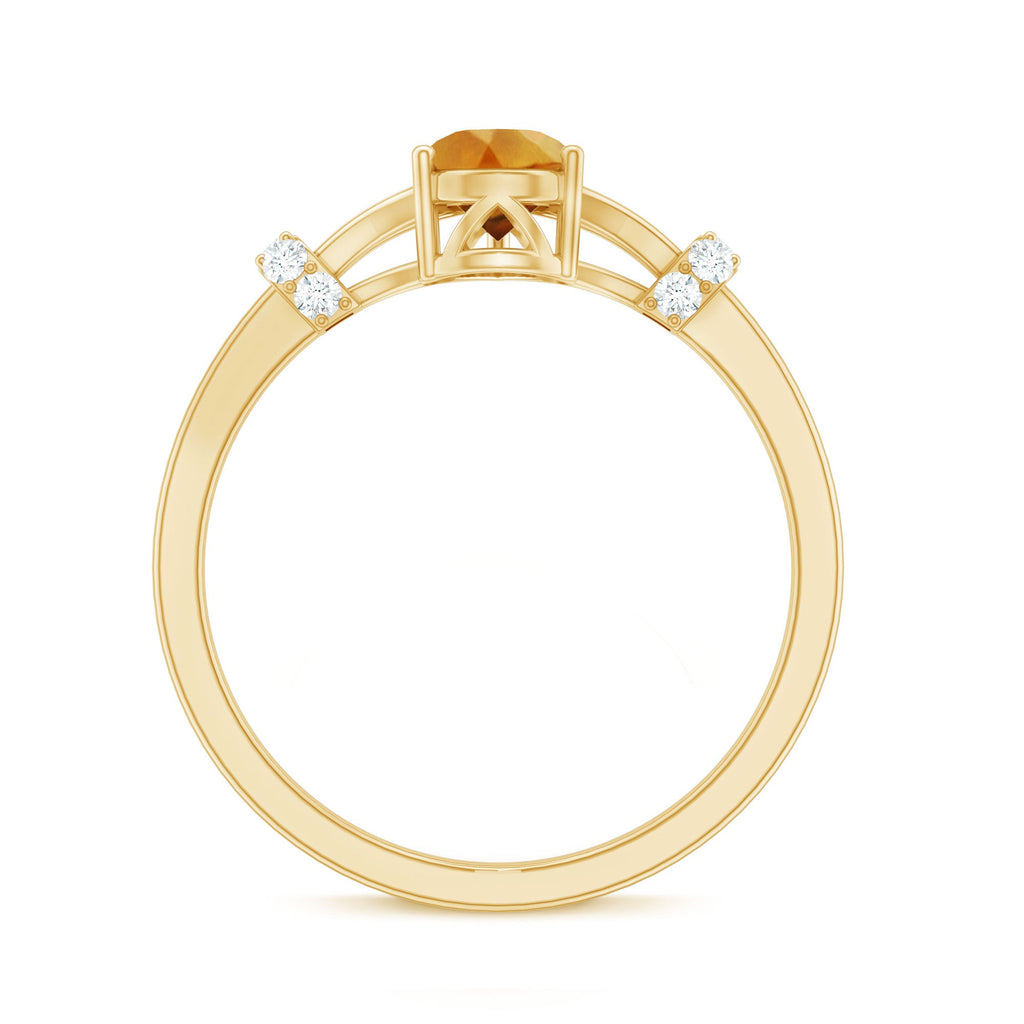 Citrine Engagement Ring – Pear Shaped Split Shank with Diamond Accent | Rosec Jewels