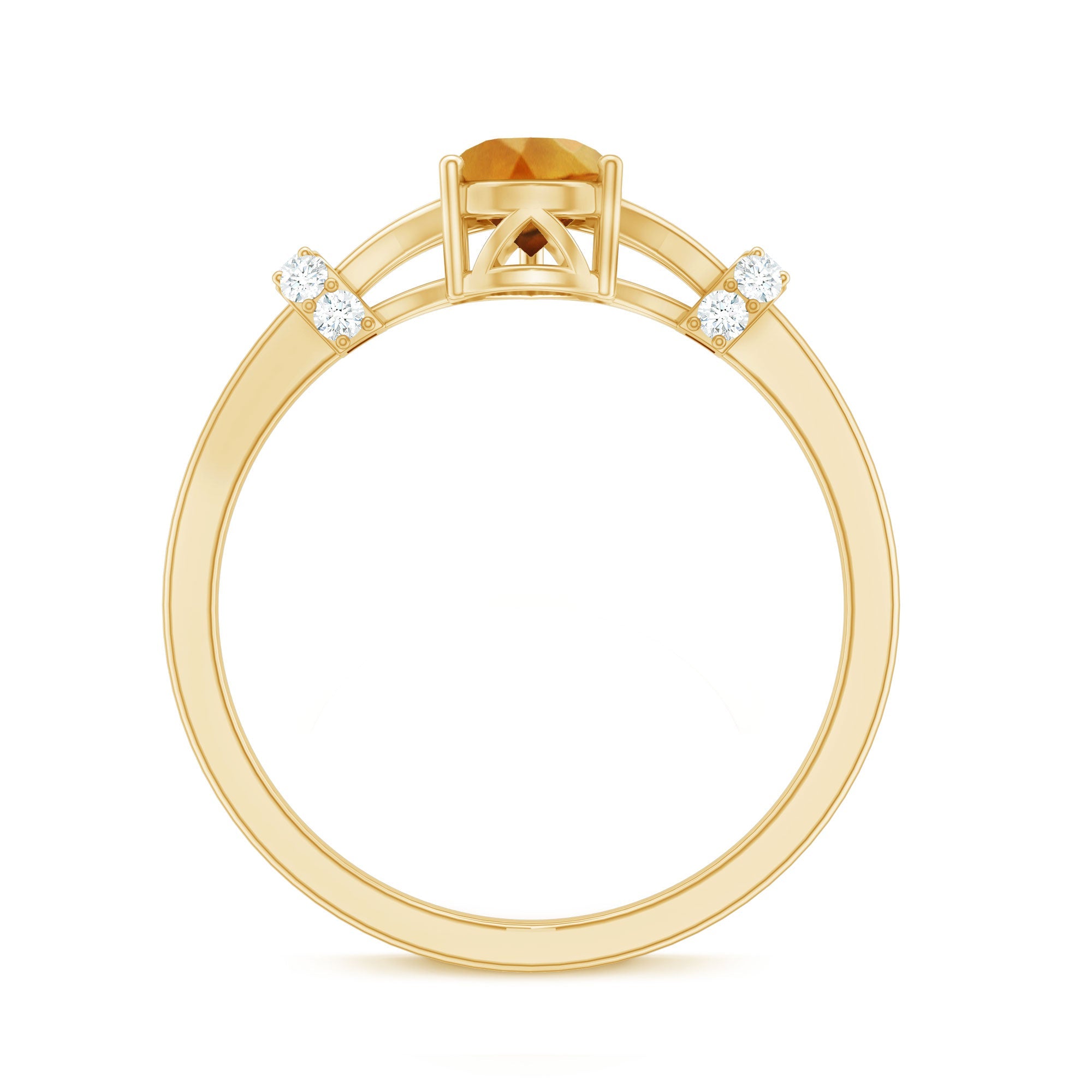 Citrine Engagement Ring – Pear Shaped Split Shank with Diamond Accent | Rosec Jewels